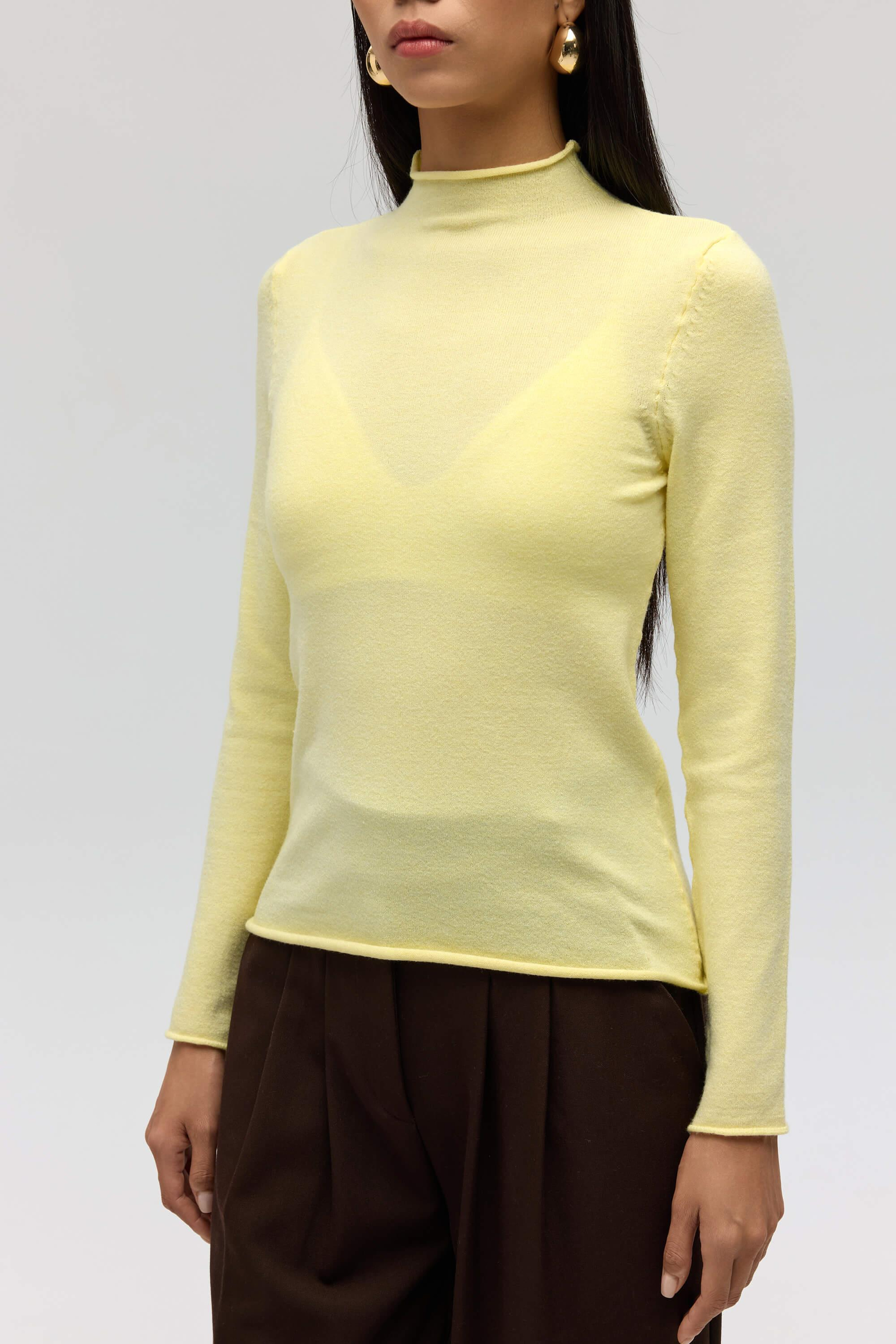 Serina Balıkçı Yaka Sarı İnce Triko