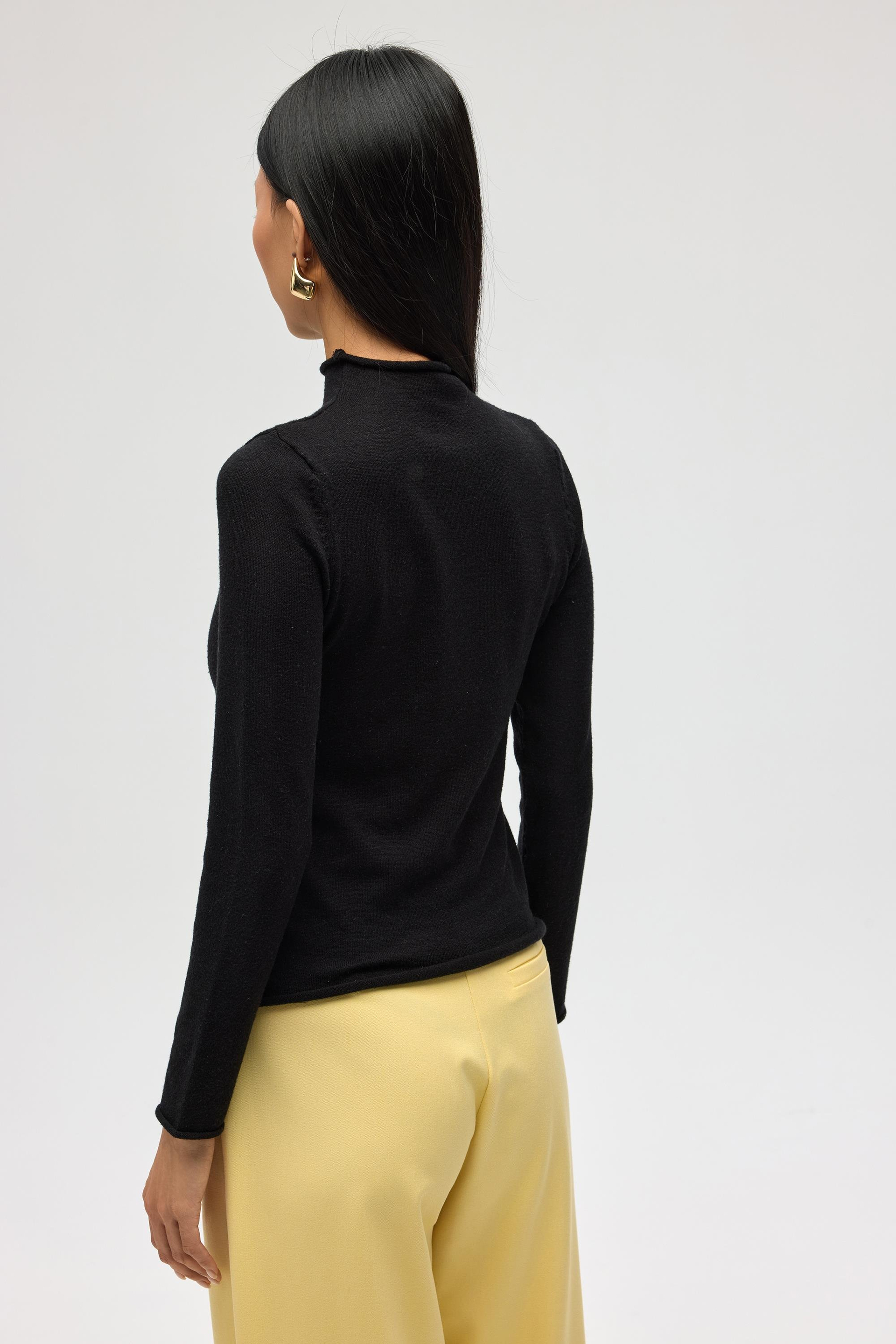 Serina Balıkçı Yaka Siyah İnce Triko