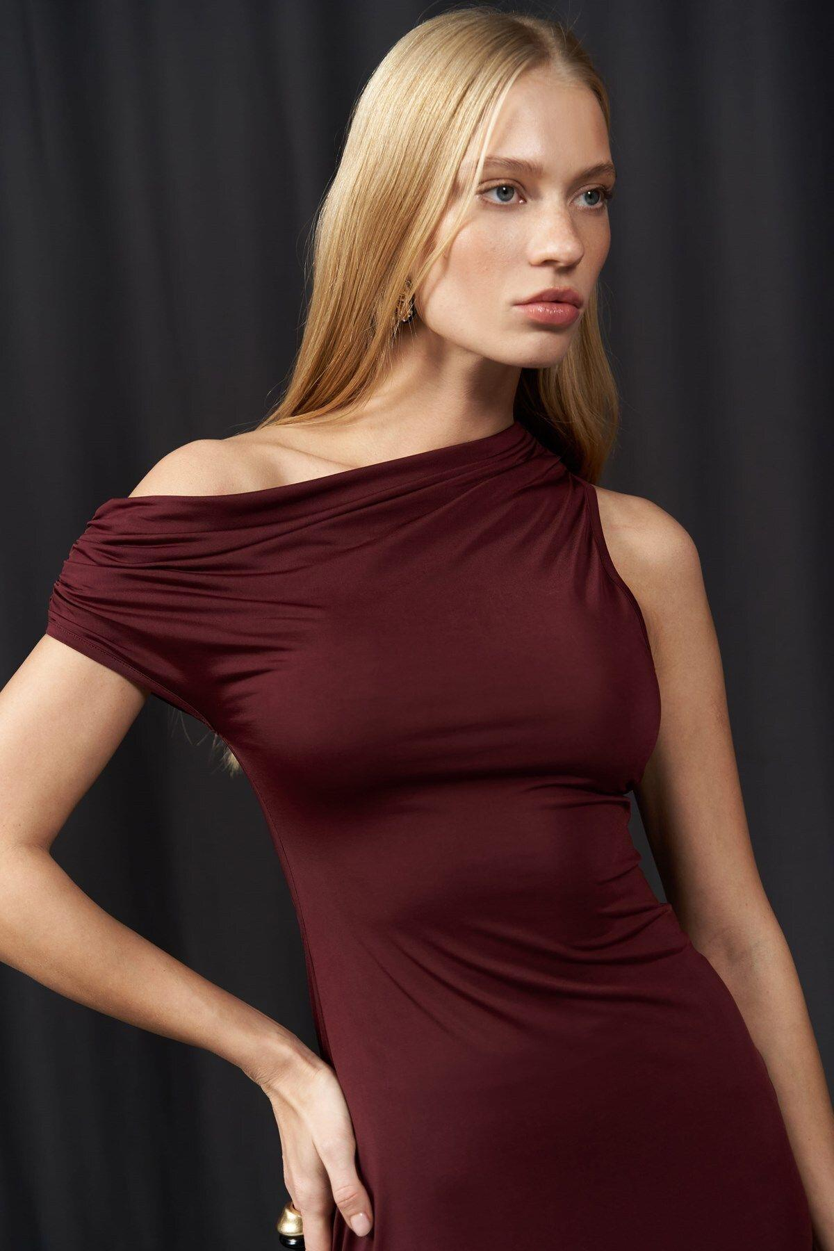 Sheer Burgundy Mini Dress