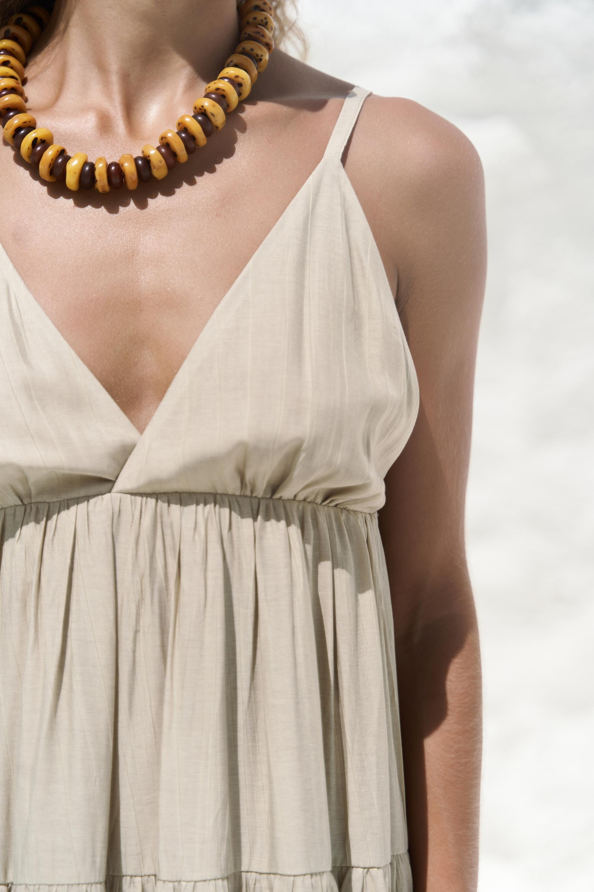 Siena Haki Askılı Uzun Elbise