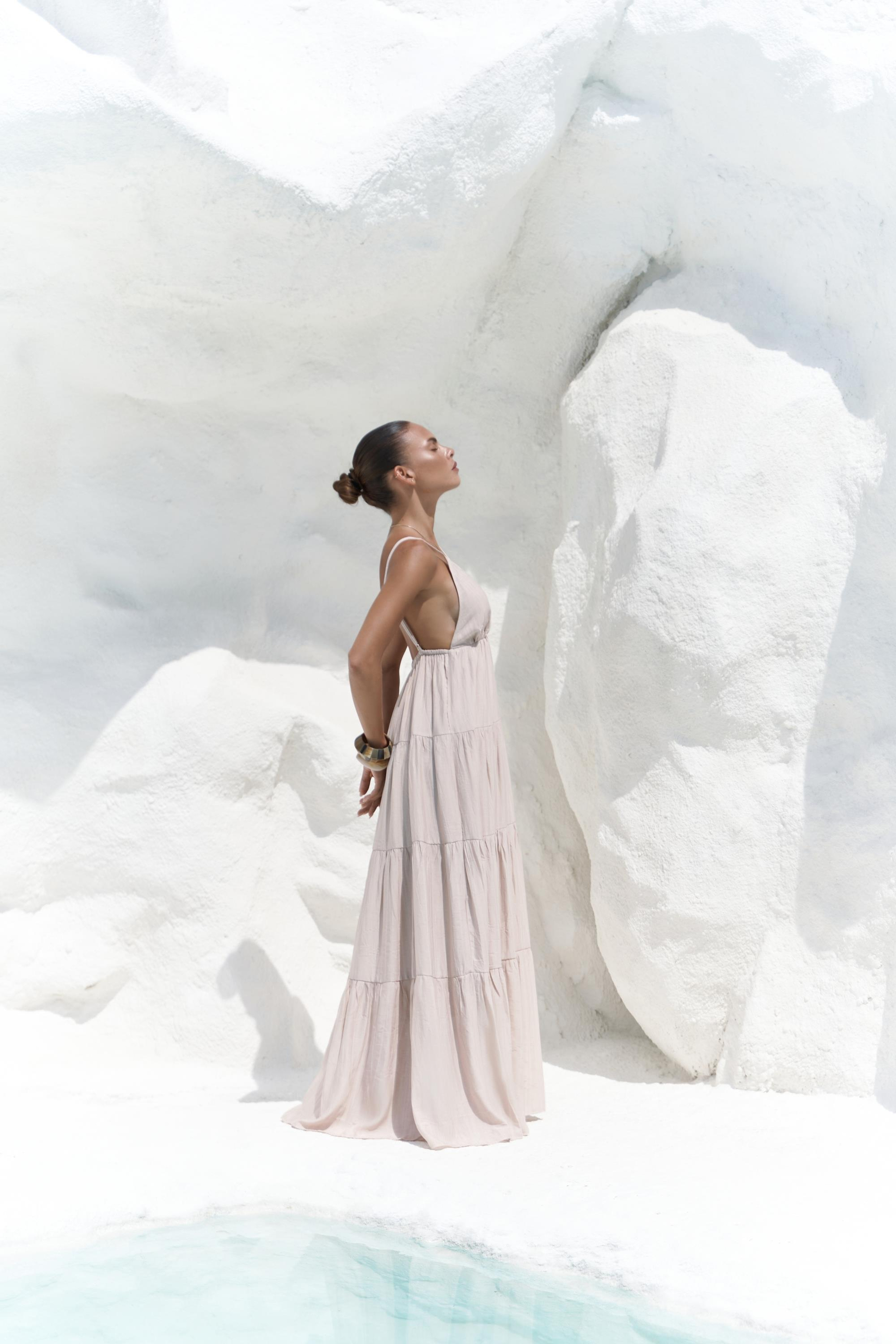 Siena Vizon Askılı Uzun Elbise