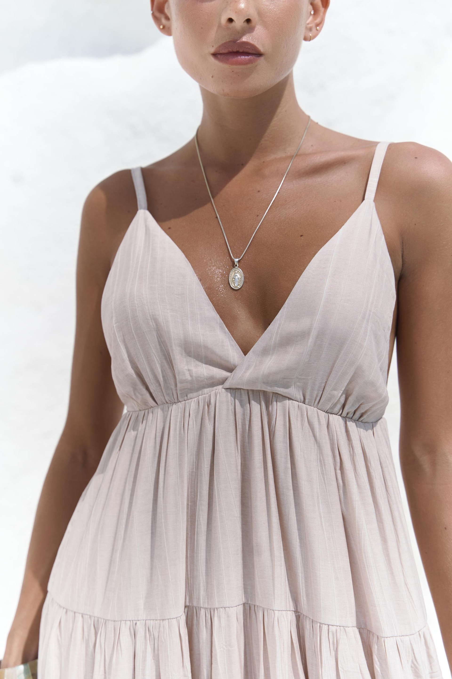 Siena Vizon Askılı Uzun Elbise