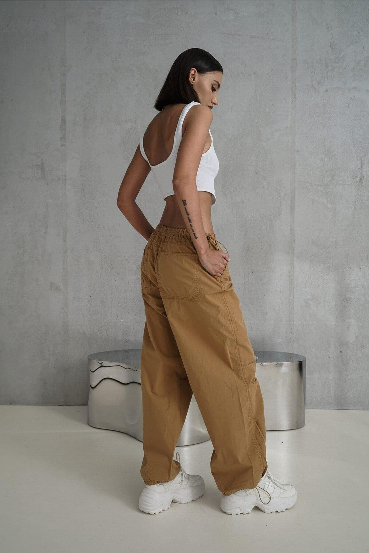Mai Collection Simone Light Brown Cargo Trousers