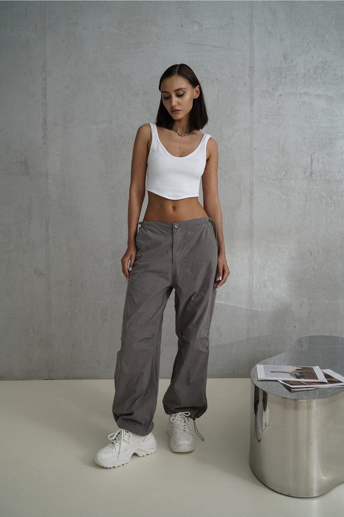 Mai Collection Simone Dark Gray Cargo Trousers