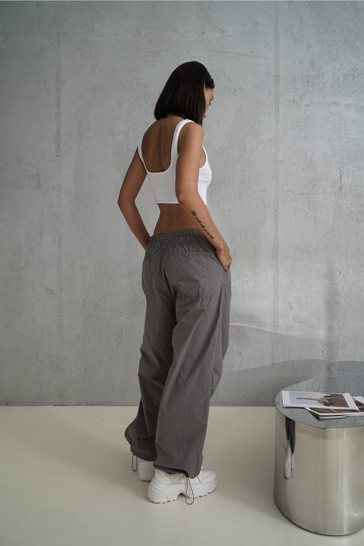 Mai Collection Simone Dark Gray Cargo Trousers
