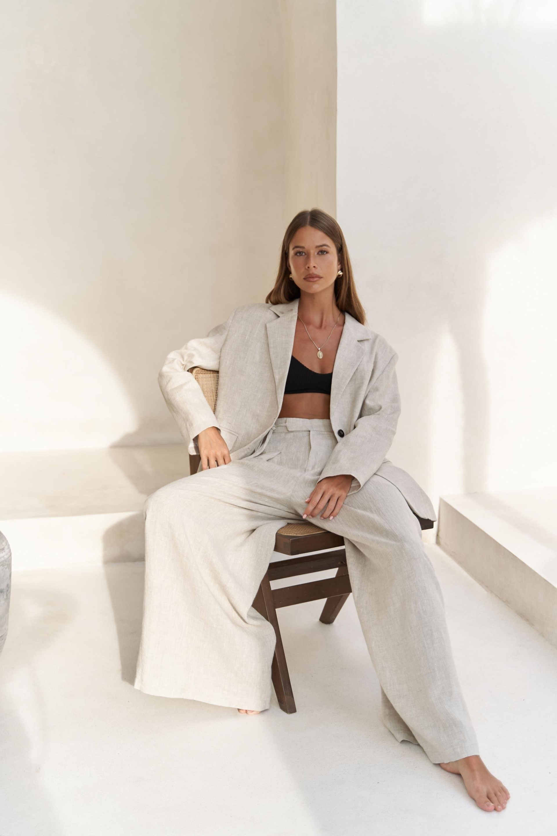 Sinai Keten Basic Naturel Blazer