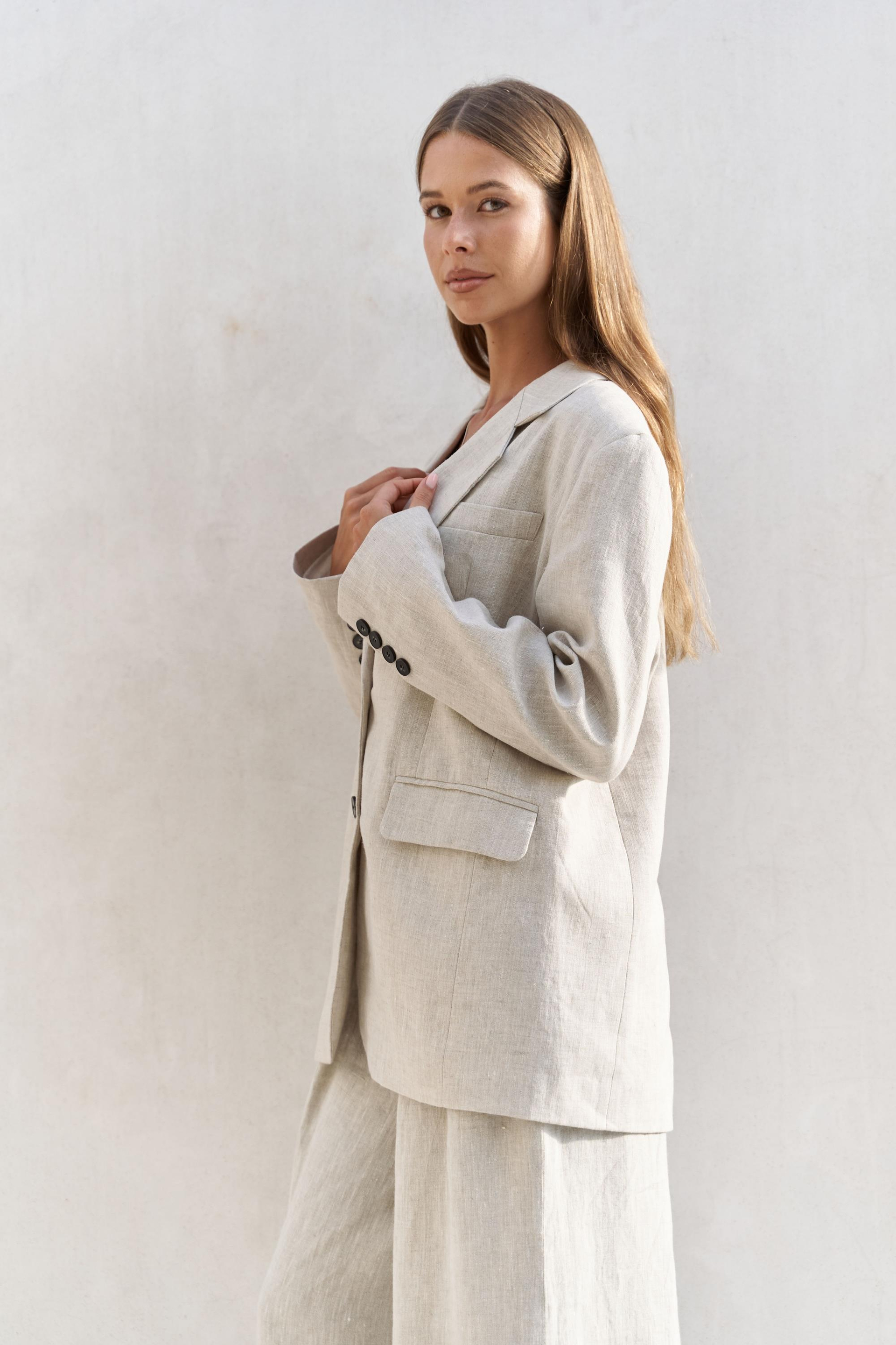Sinai Keten Basic Naturel Blazer