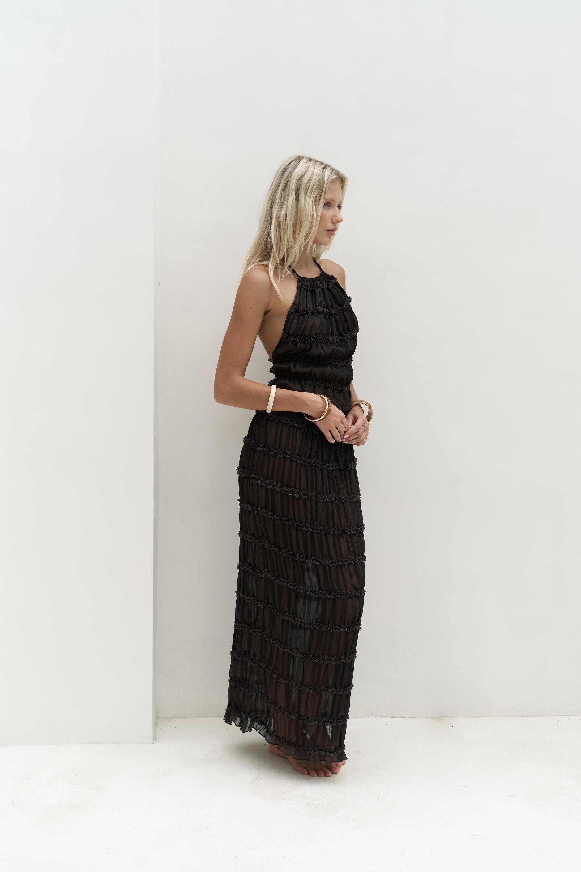 Sofi Transparan Kahve Crop Etek Takım