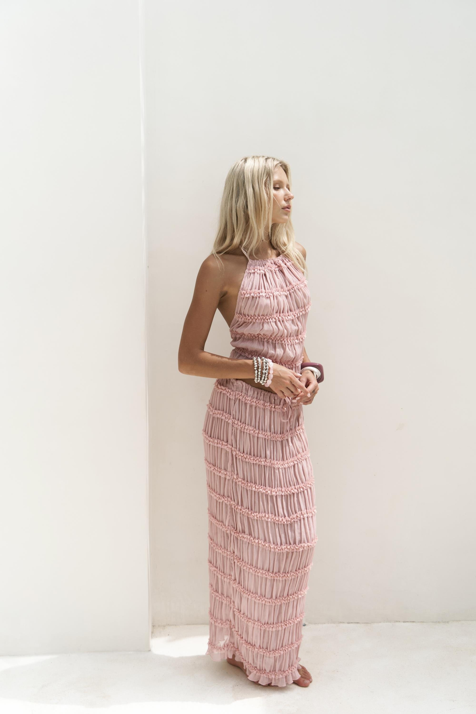 Sofi Transparan Pembe Crop Etek Takım