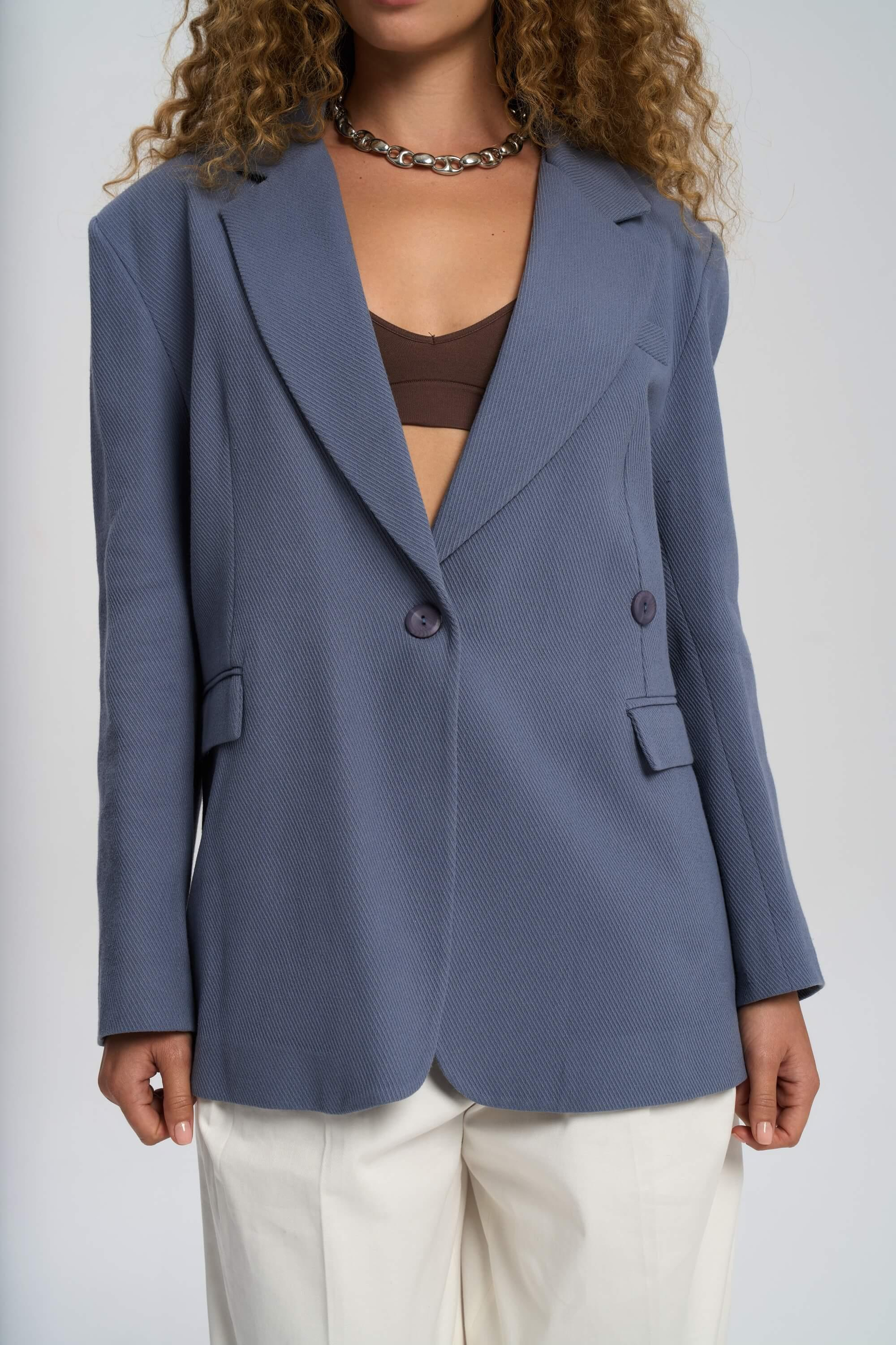 Solara Back Buttoned İndigo Blazer