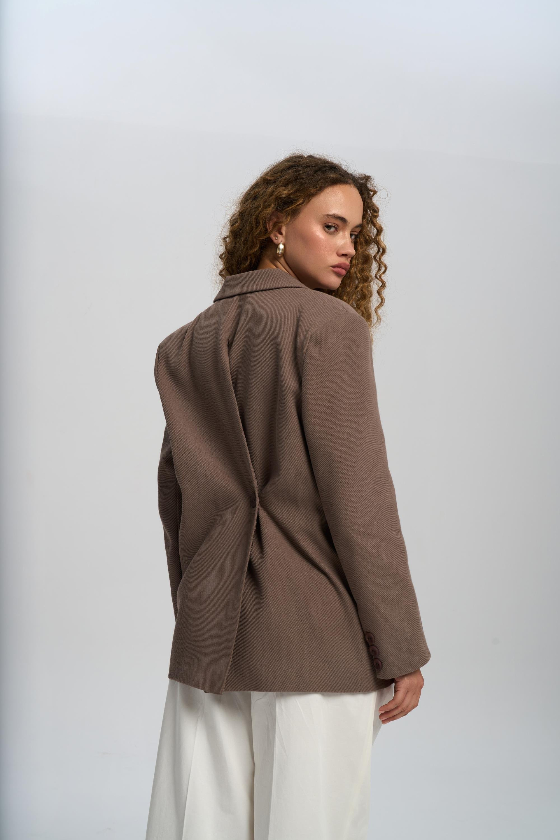 Solara Back Buttoned Mocha Blazer