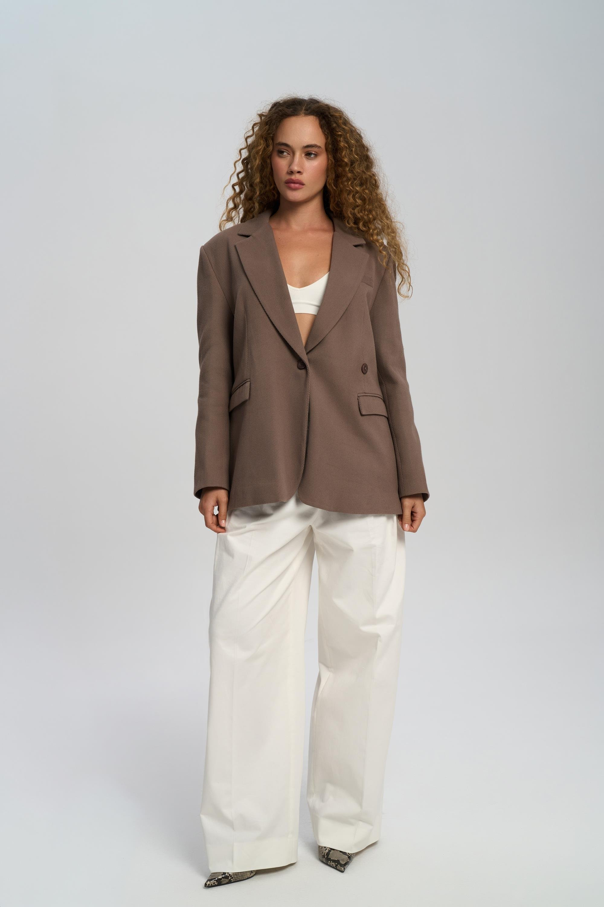 Solara Back Buttoned Mocha Blazer
