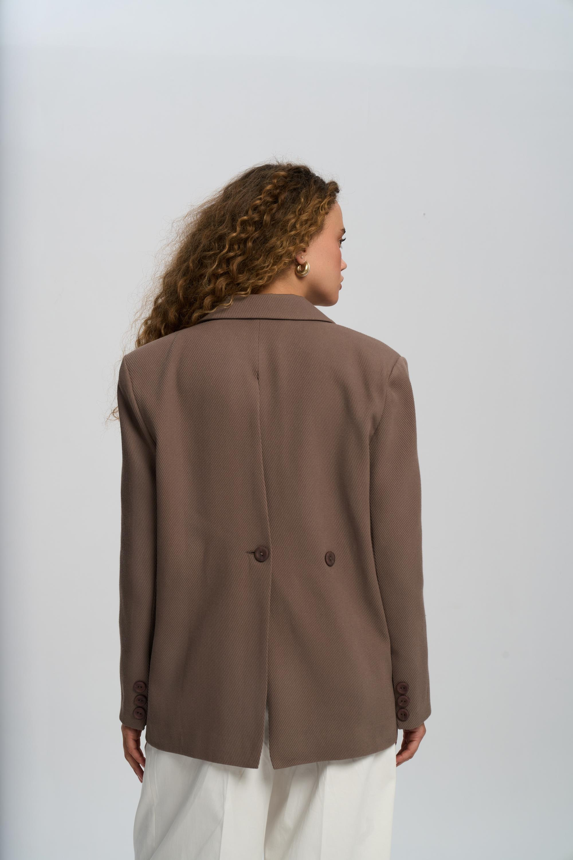 Solara Back Buttoned Mocha Blazer