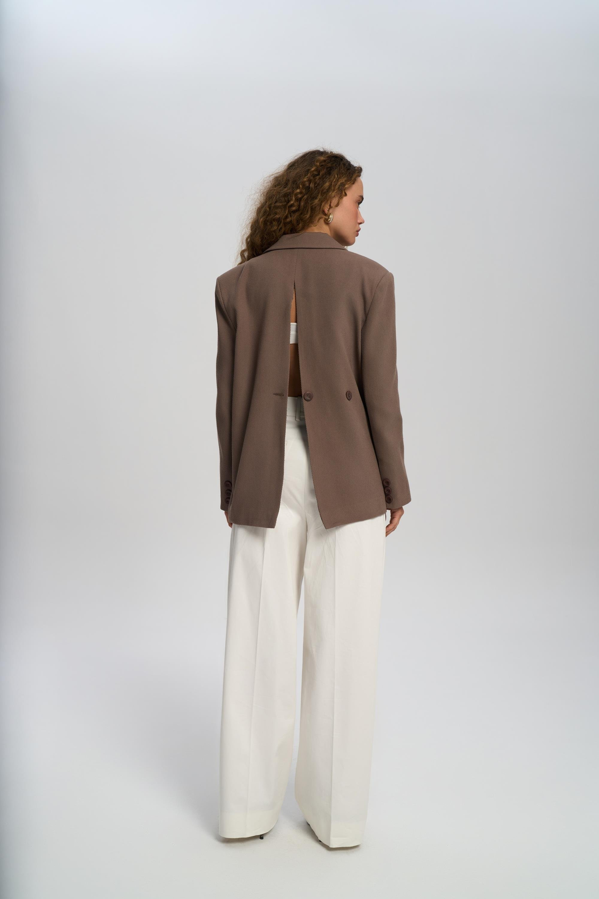 Solara Back Buttoned Mocha Blazer
