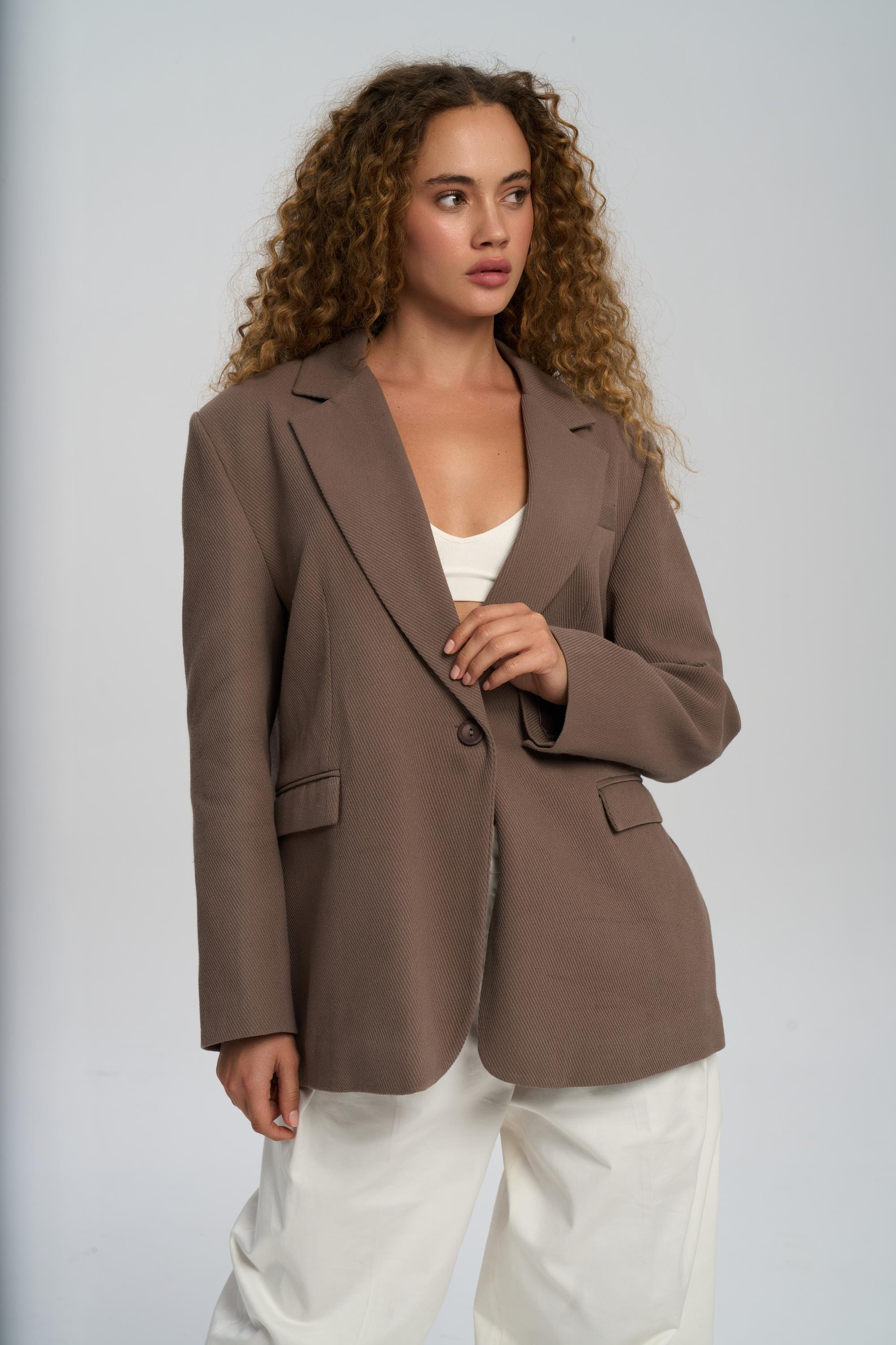 Solara Back Buttoned Mocha Blazer
