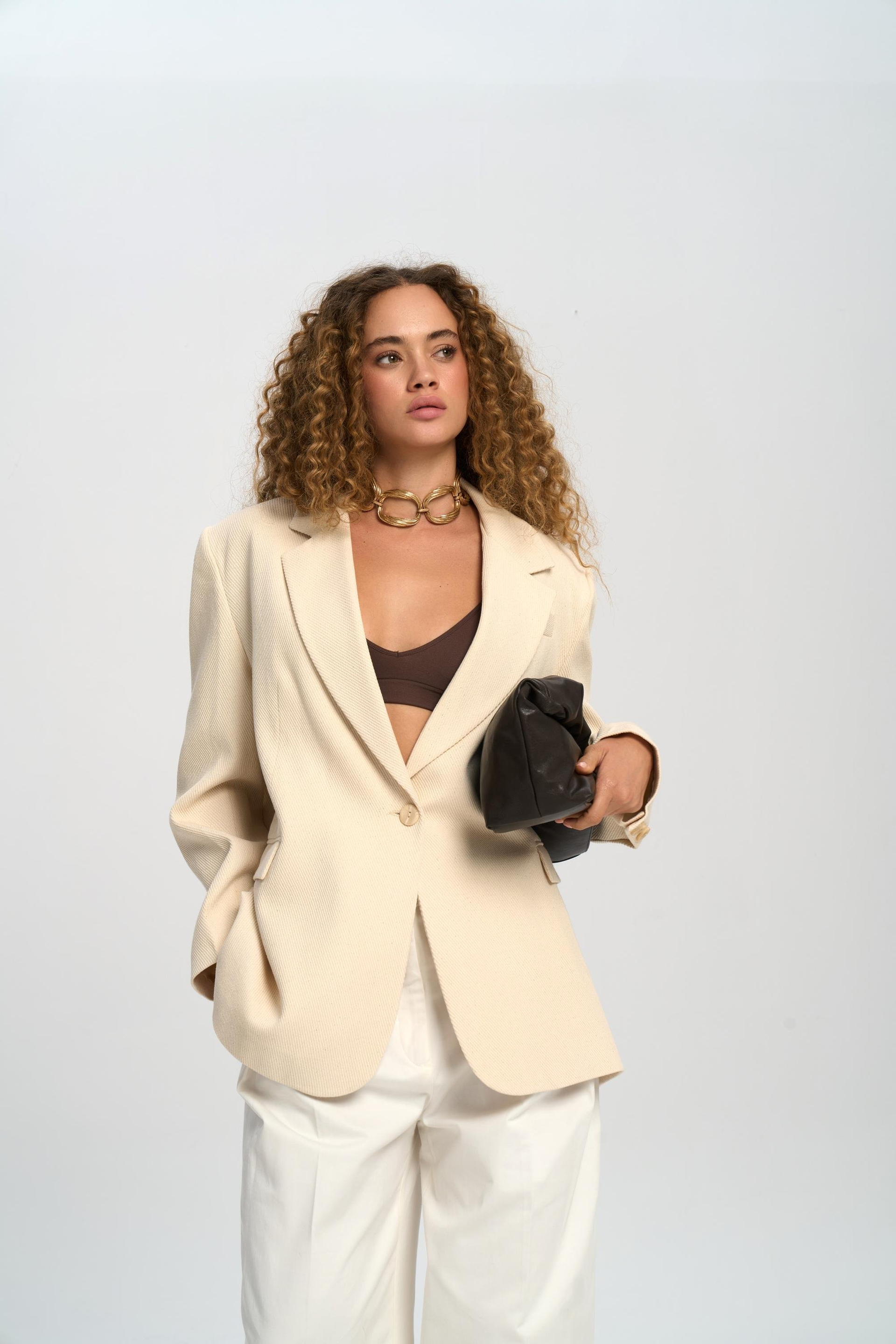Solara Back Buttoned Naturel Blazer