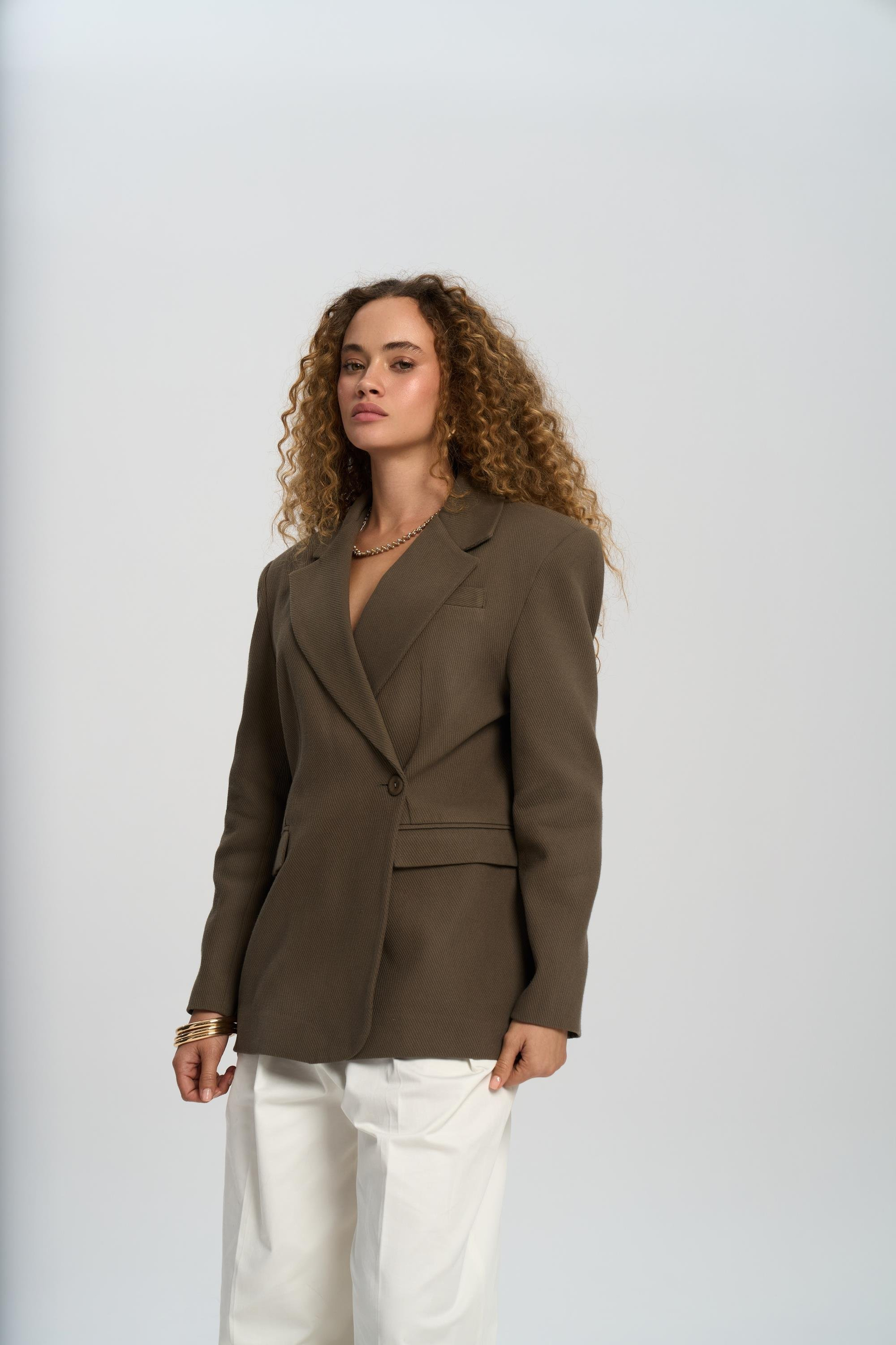 Solara Back Buttoned Green Blazer