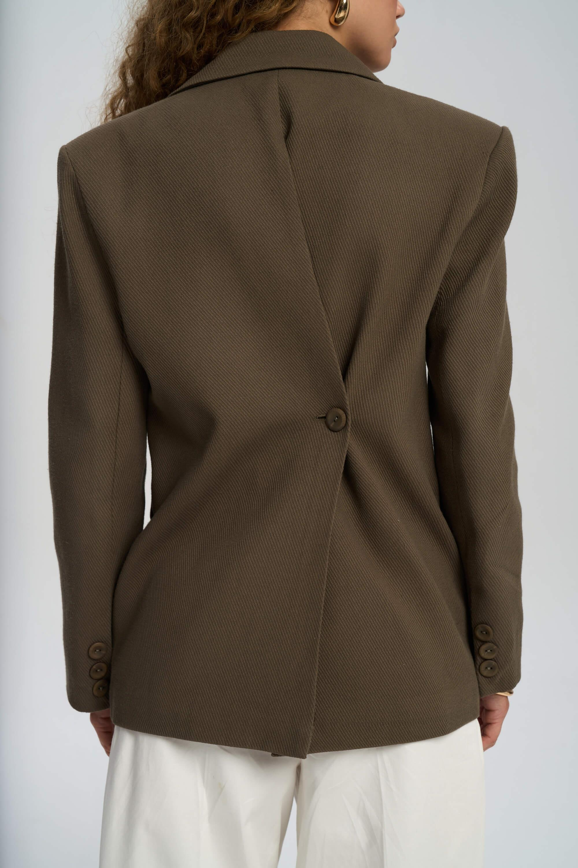 Solara Back Buttoned Green Blazer