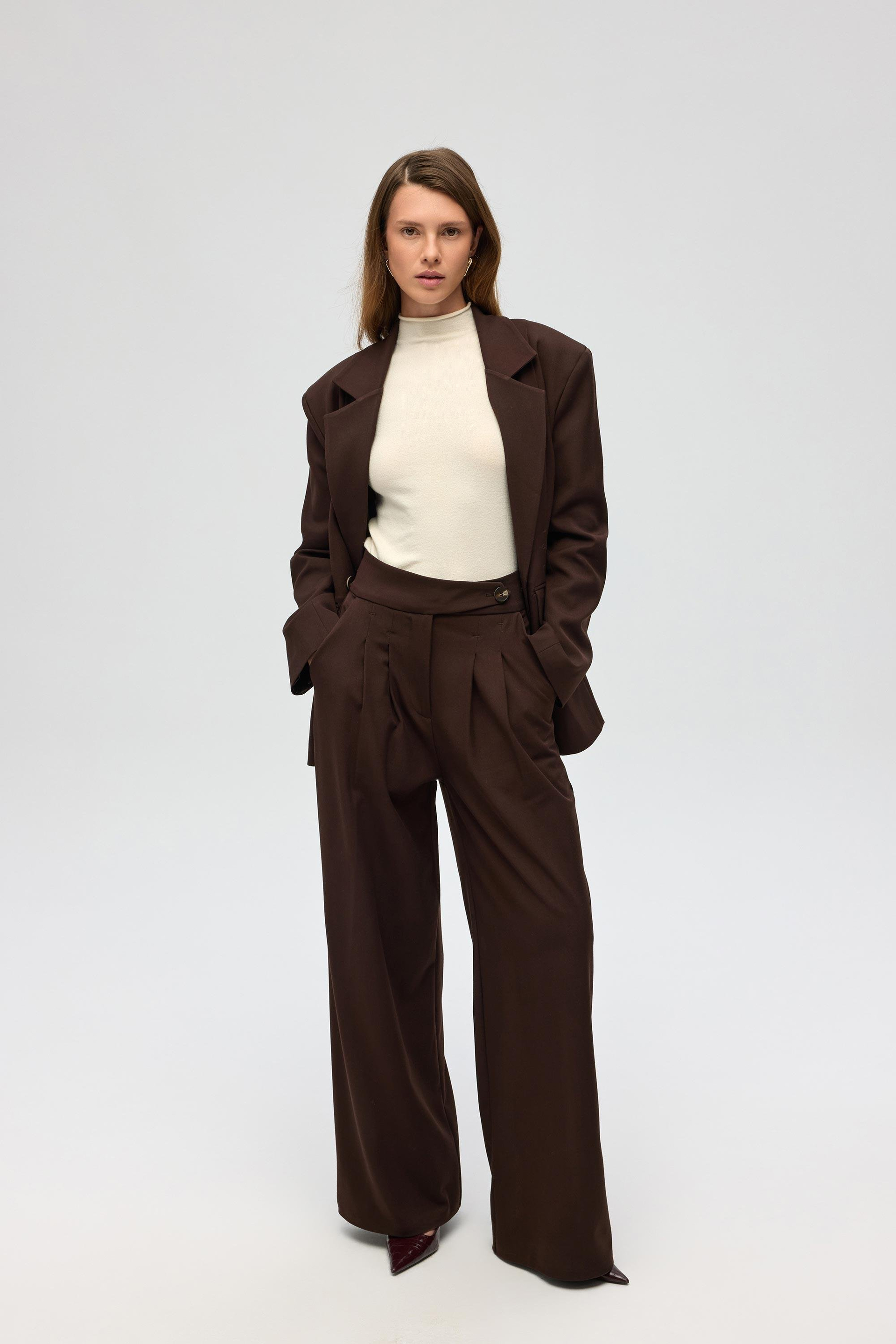 Solvei Kemer Detay Kahve Pantolon