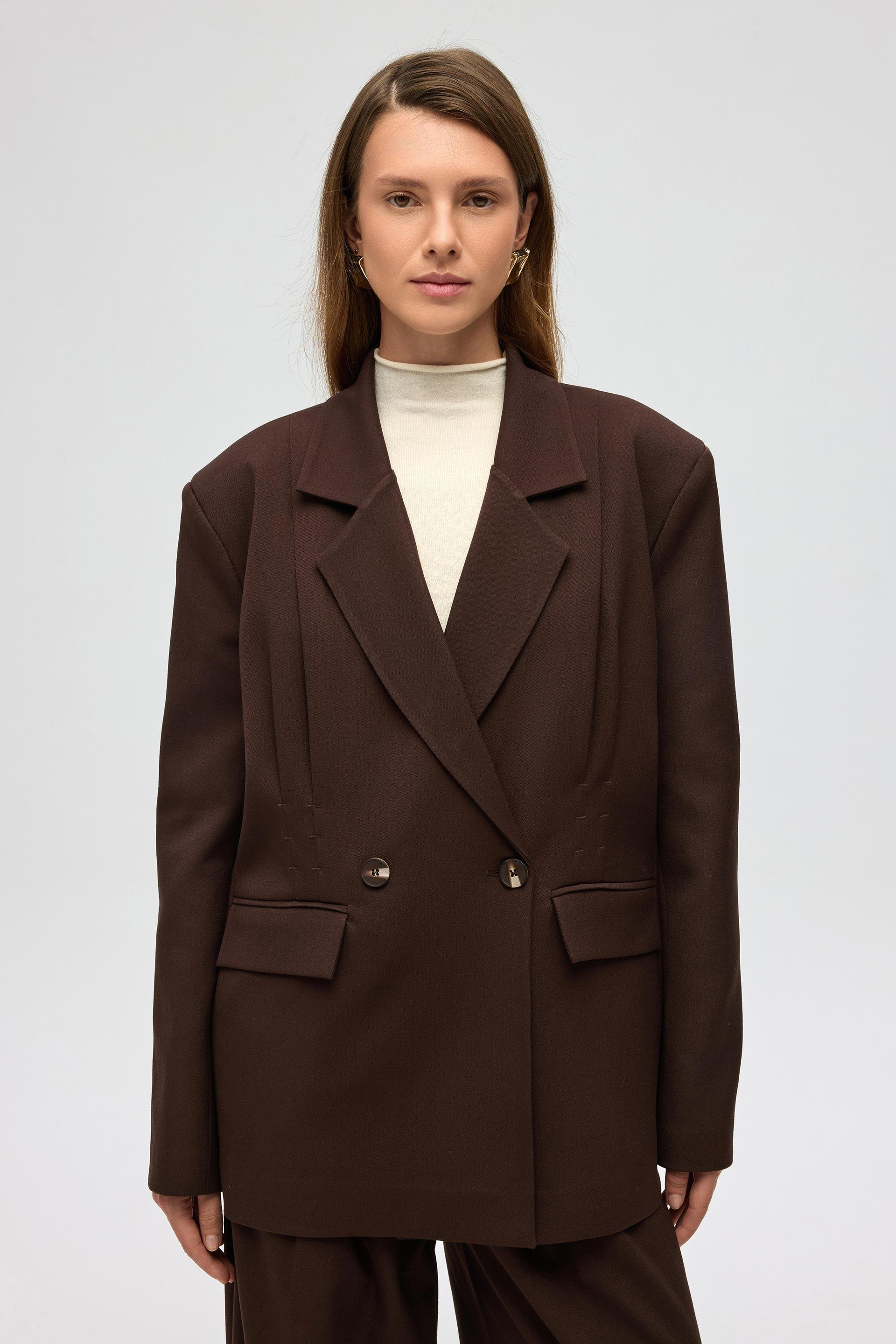 Solvei Pile Detay Kahve Blazer