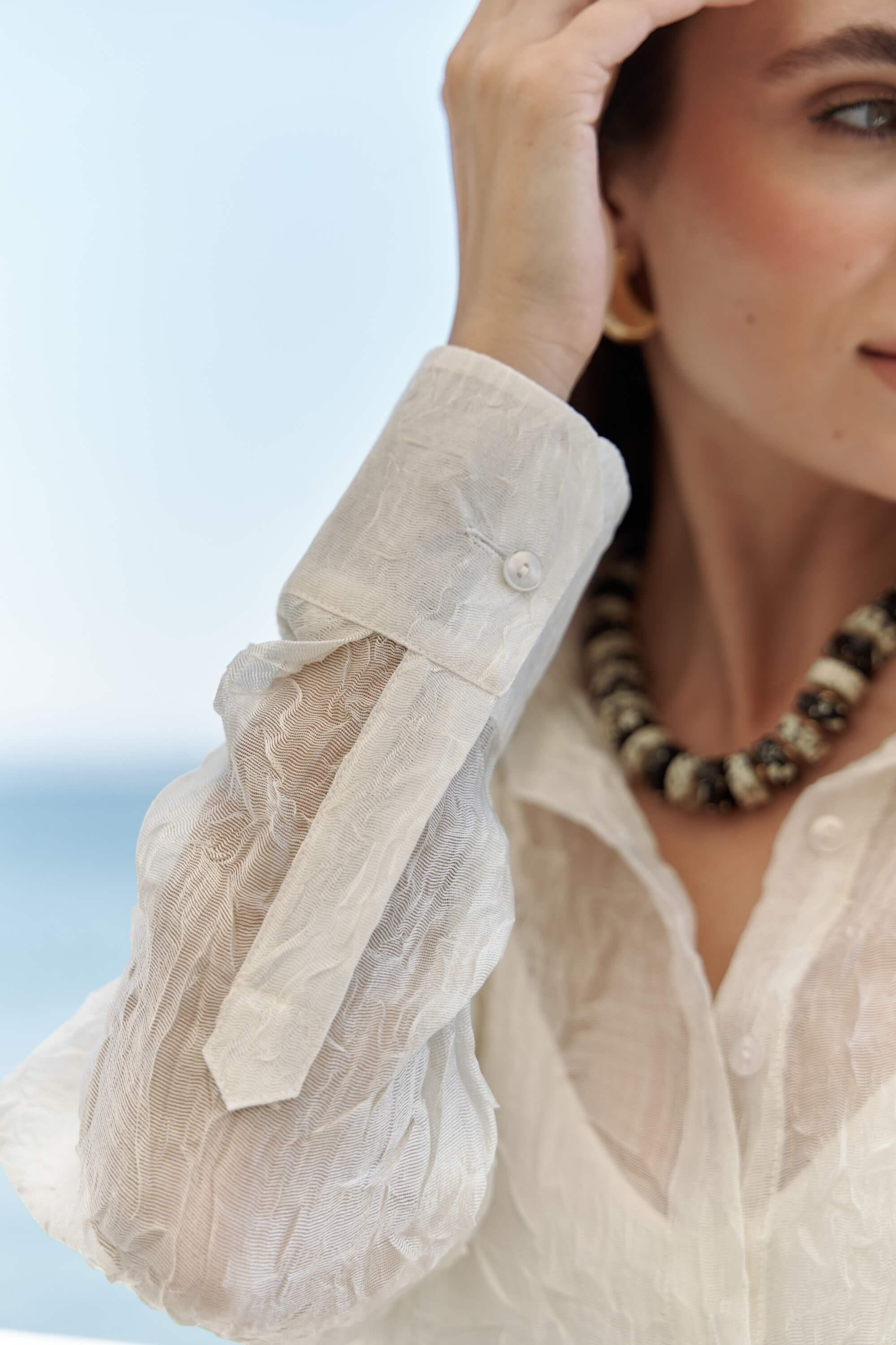 Sorcha Ekru Transparan Gömlek Etek Takım