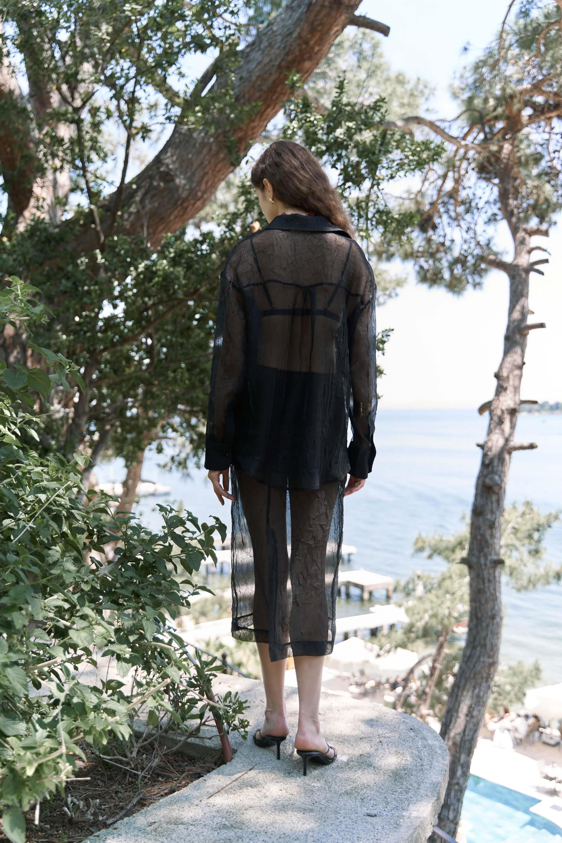 Sorcha Siyah Transparan Gömlek Etek Takım