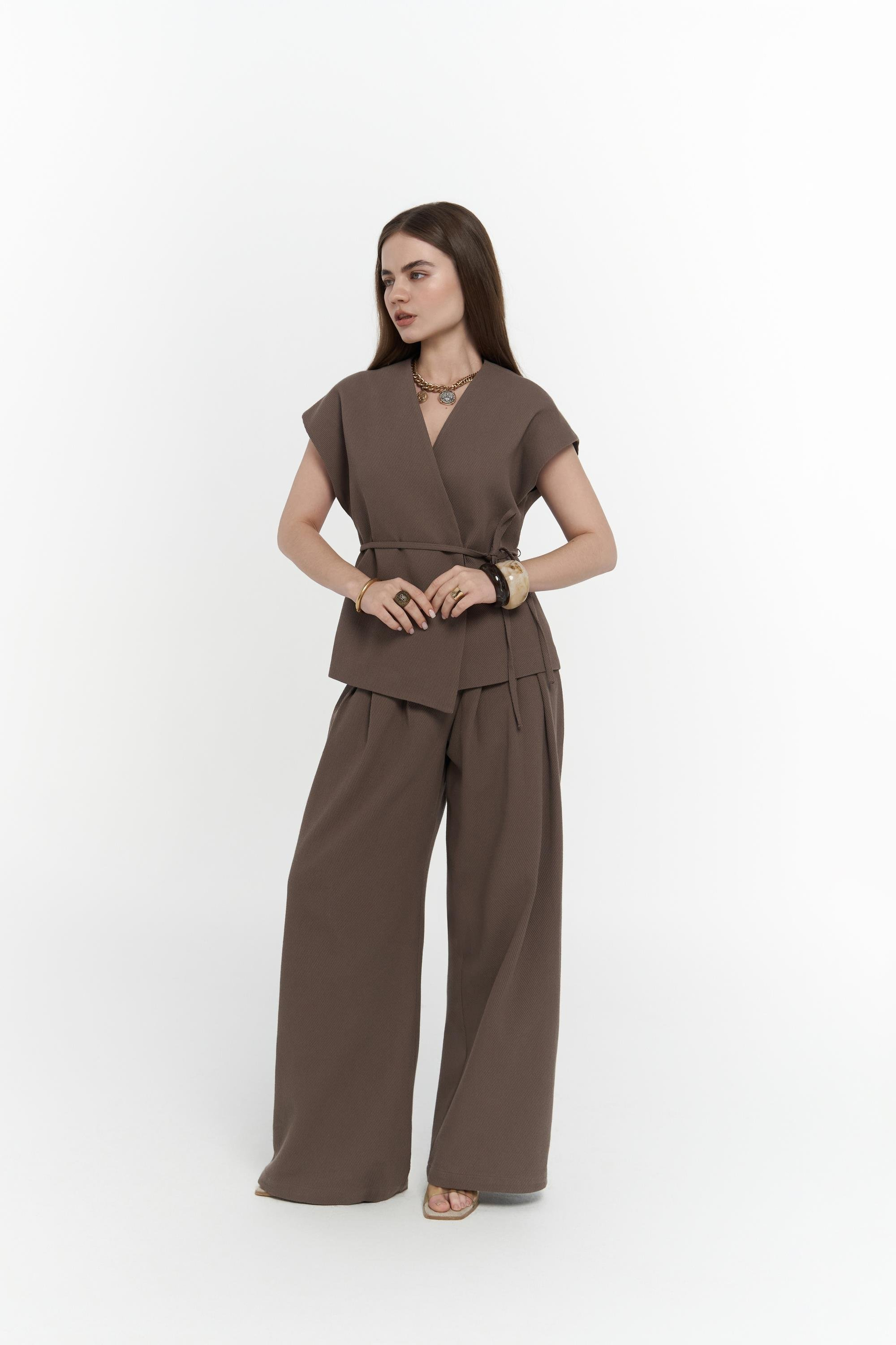Sorrenio Açık Kahve Yelek Pantolon Takım