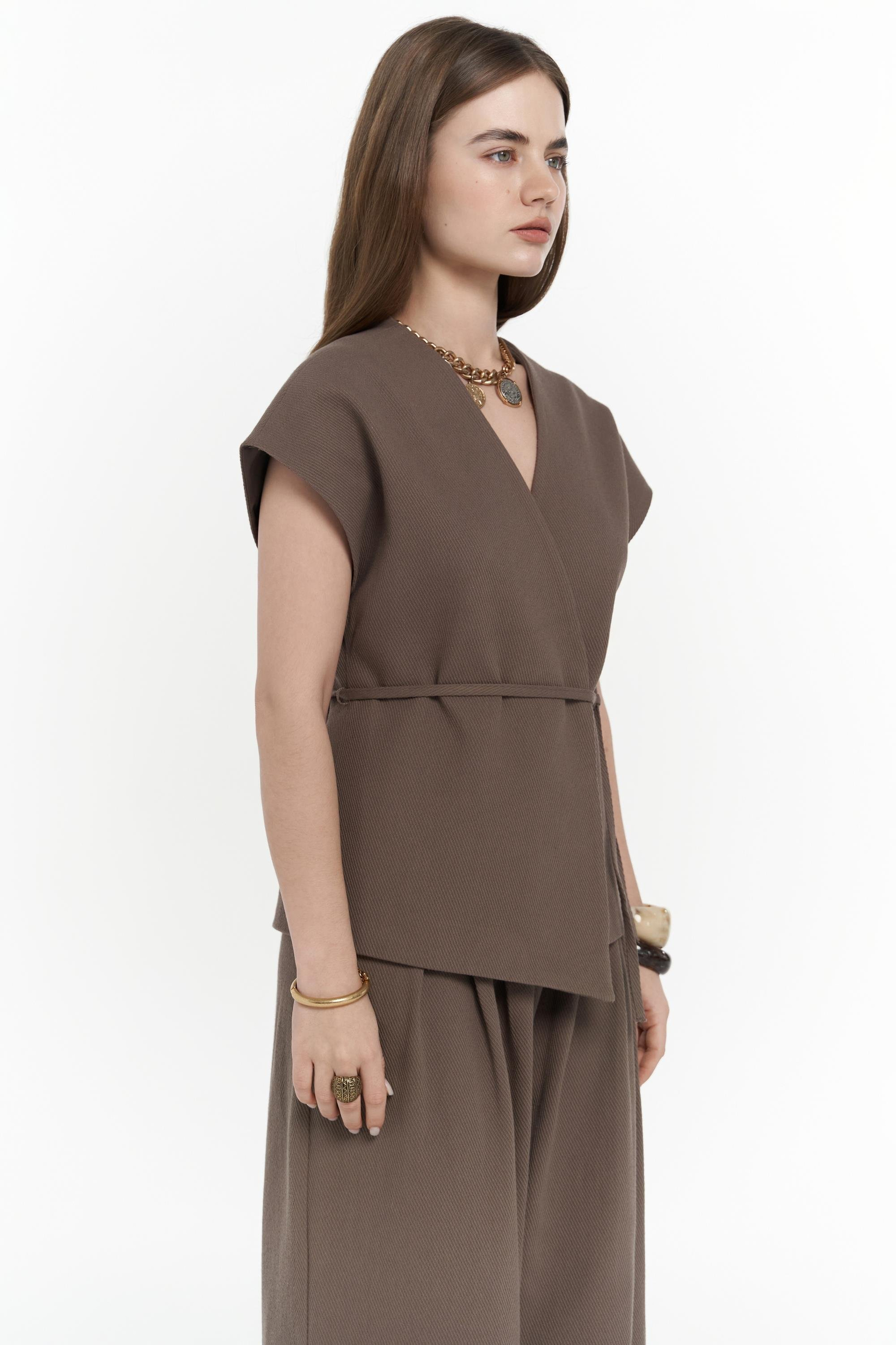 Sorrenio Açık Kahve Yelek Pantolon Takım