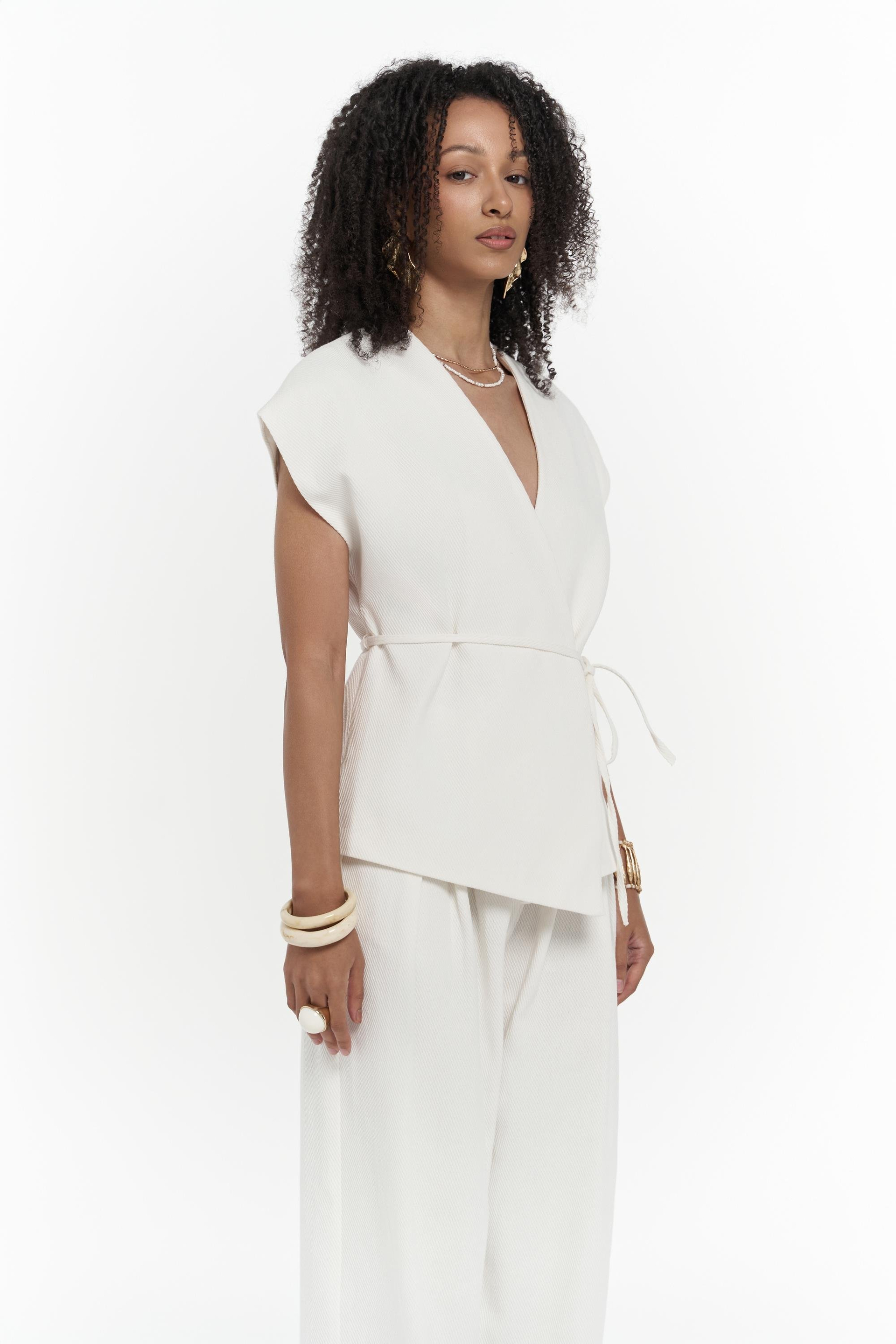 Sorrenio Ekru Yelek Pantolon Takım