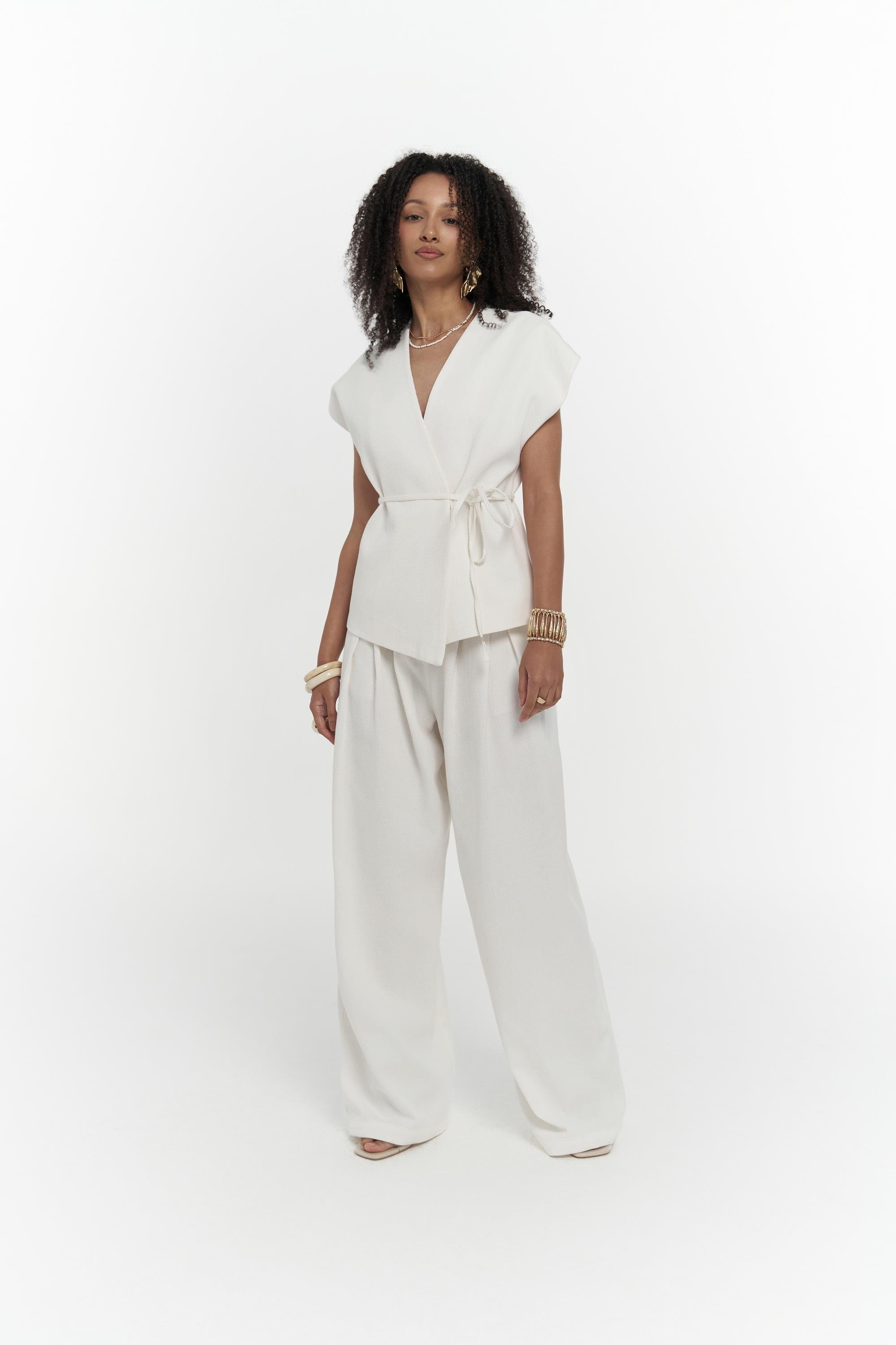 Sorrenio Ekru Yelek Pantolon Takım