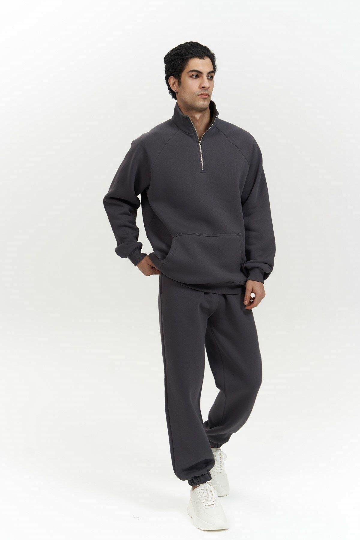 Stephen Fermuarlı Antrasit Erkek Eşofman Takım