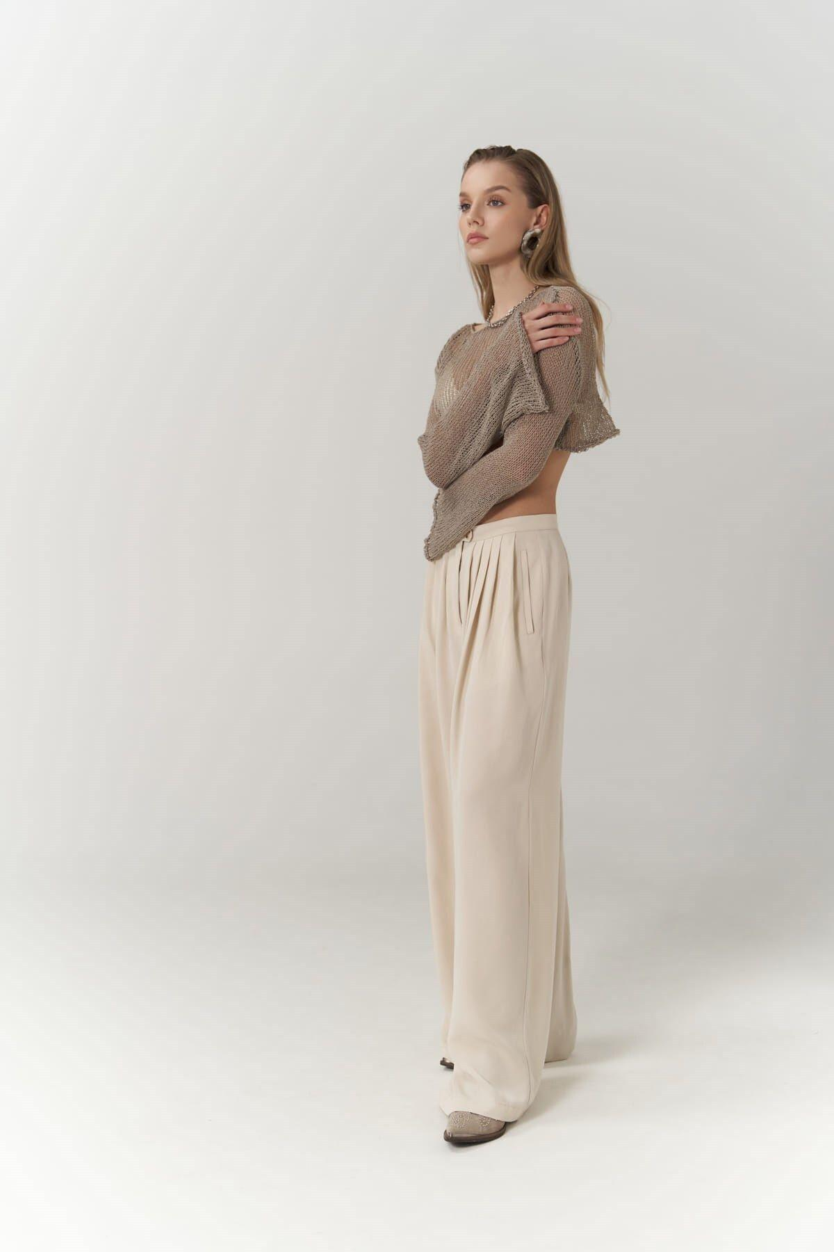 Steven Beige Palazzo Trousers
