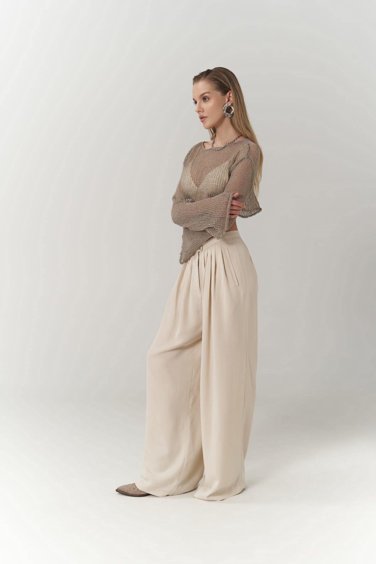 Steven Beige Palazzo Trousers