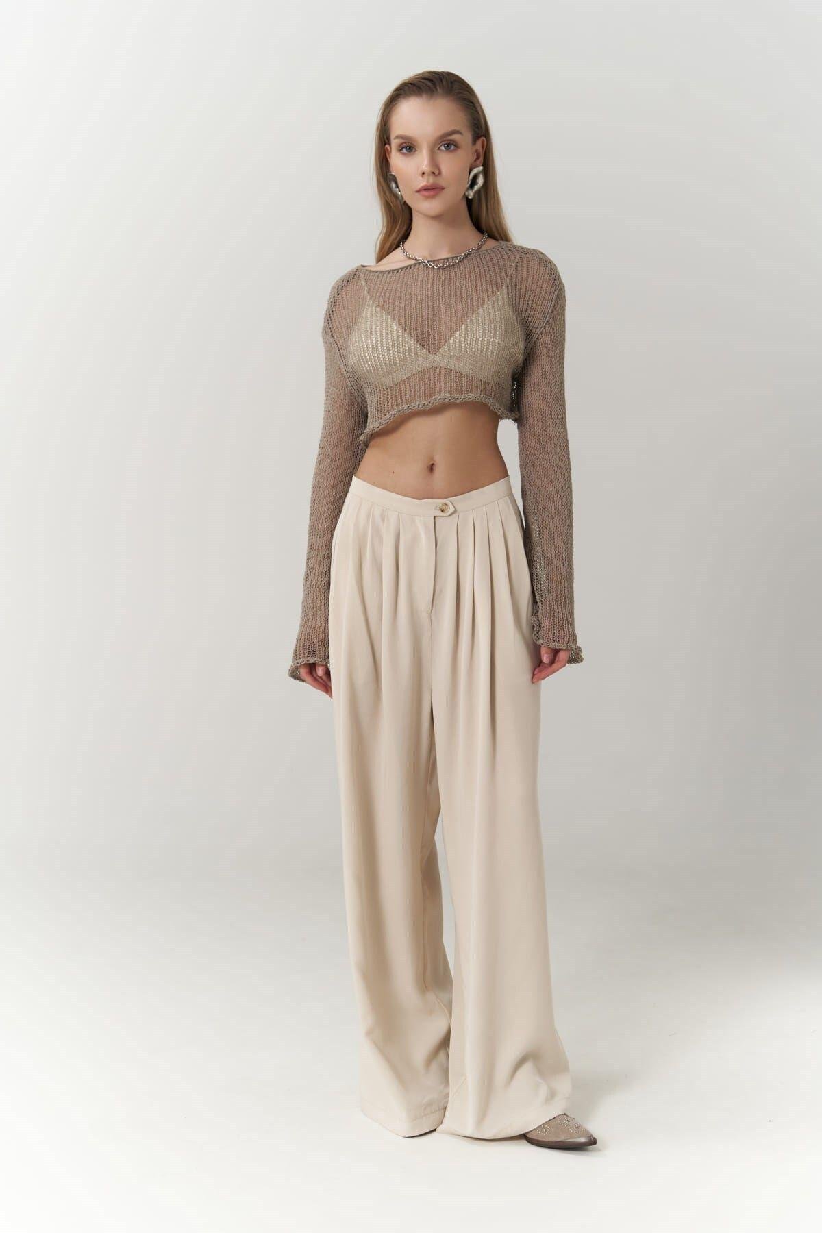 Steven Beige Palazzo Trousers