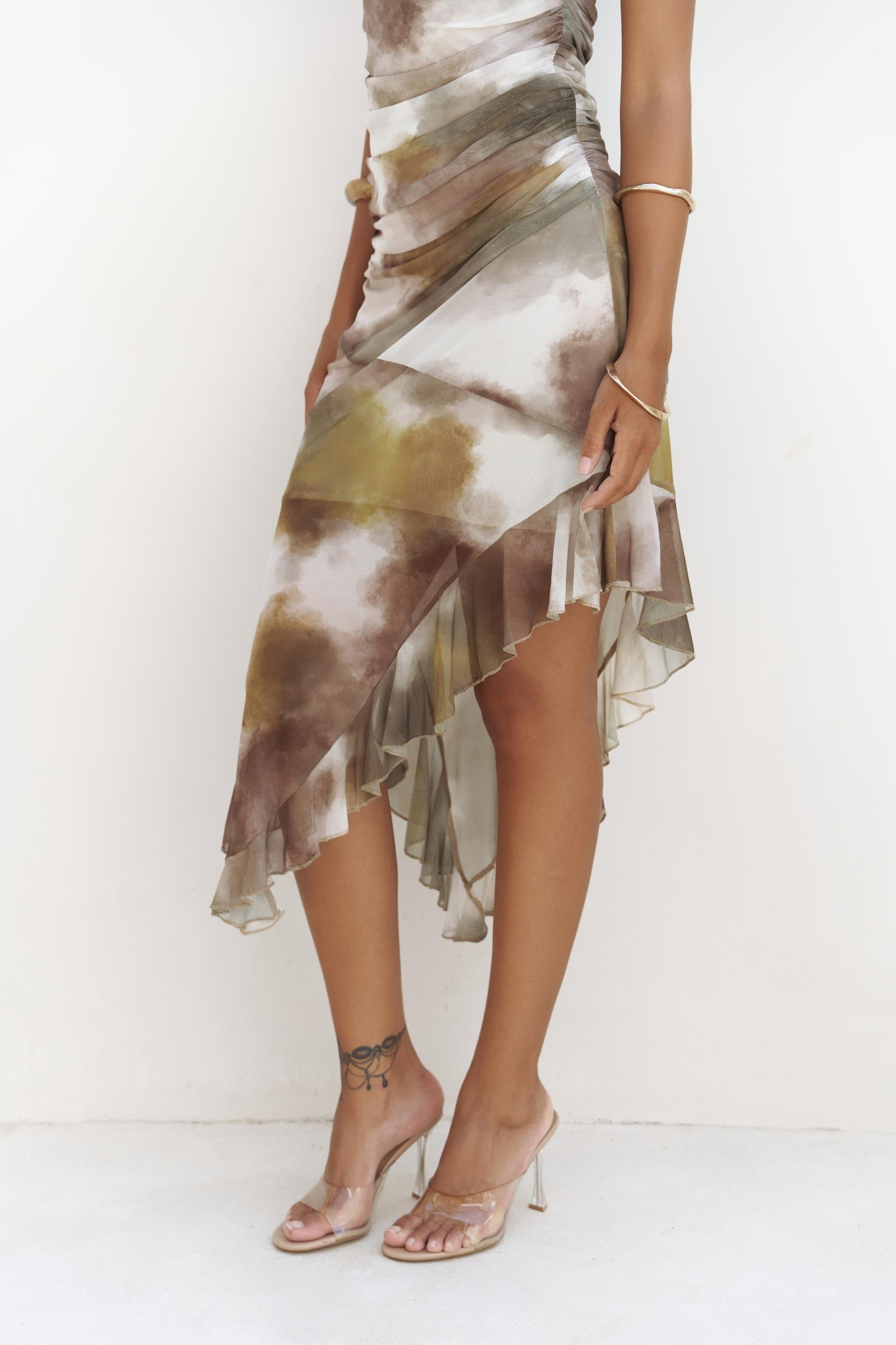 Stracnaha Drape Detaylı Yeşil Straplez Elbise