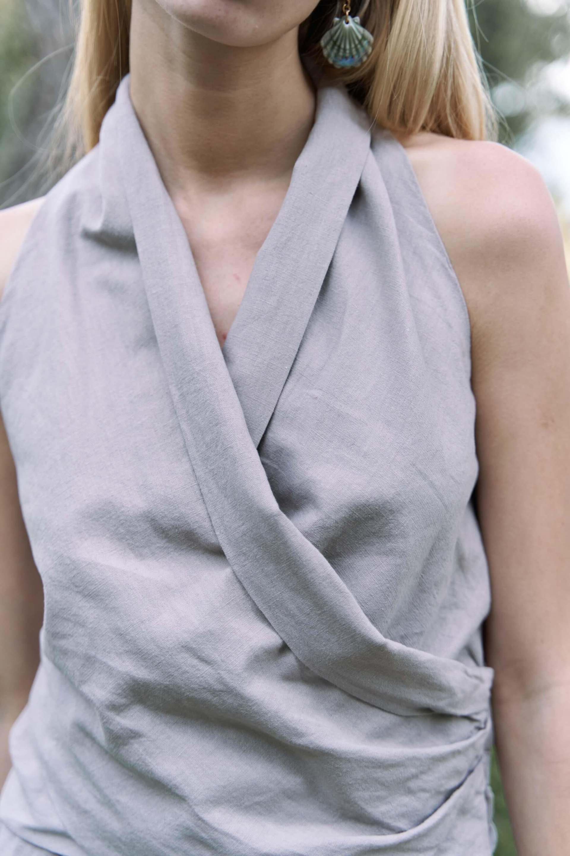 Struana Kruvaze Gri Crop Pantolon Takım