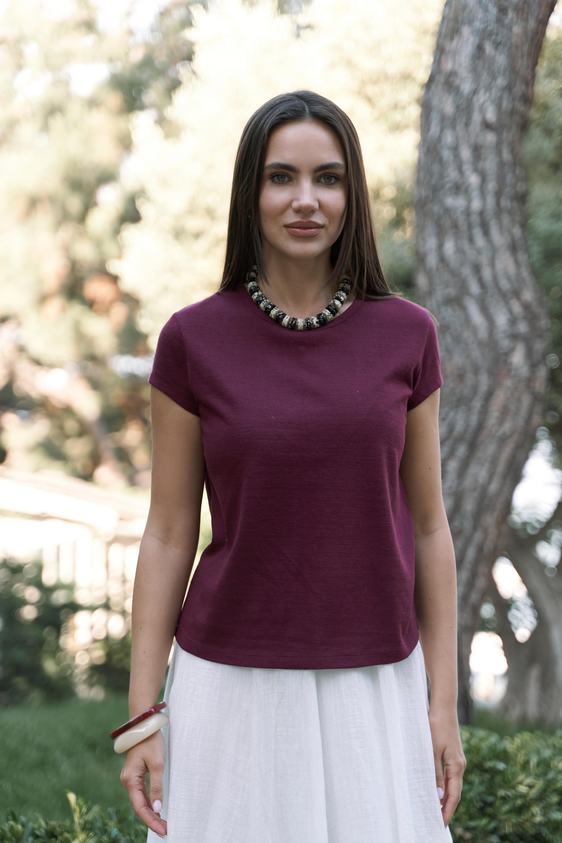 Suva Kısa Kol Bordo T-Shirt