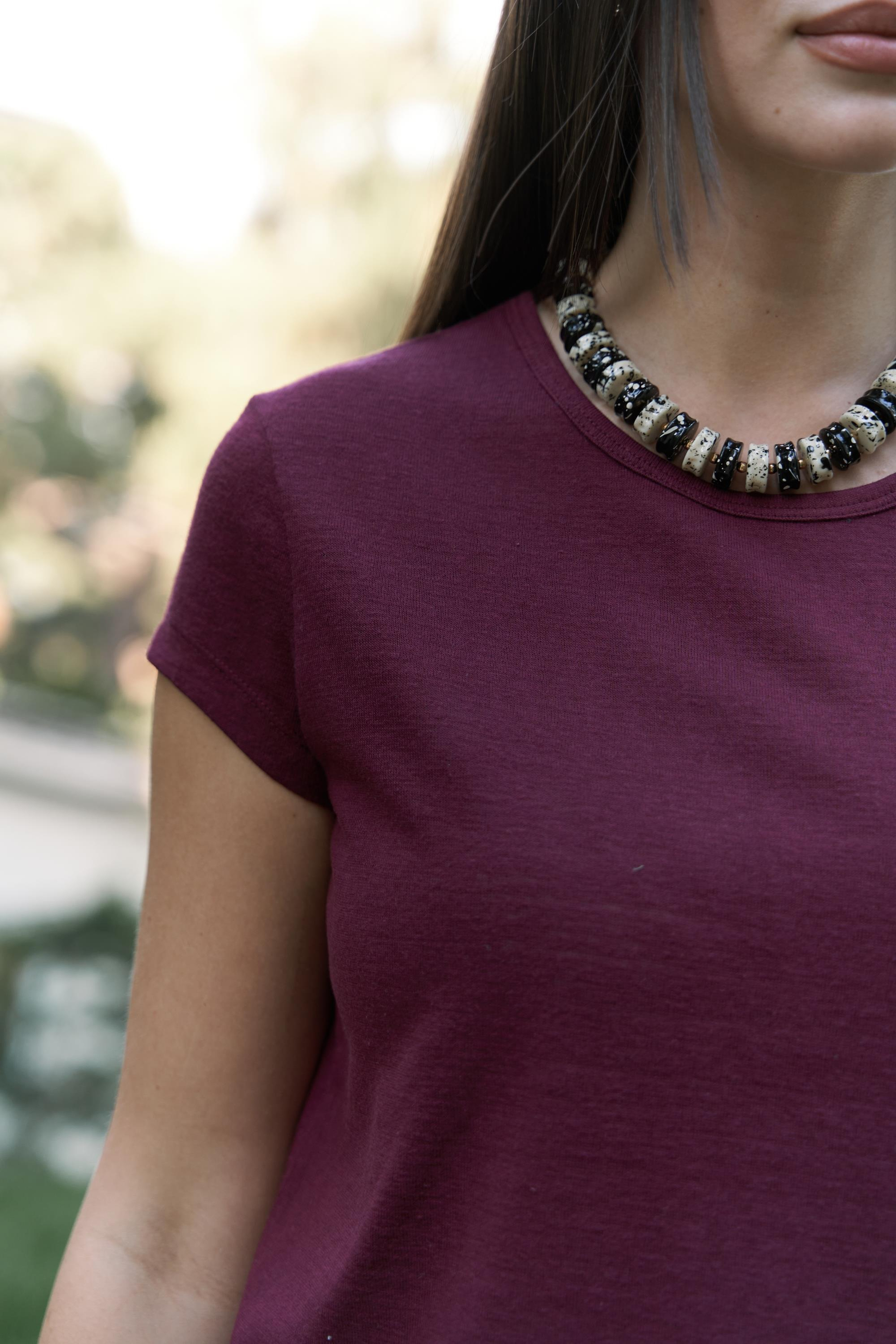 Suva Kısa Kol Bordo T-Shirt