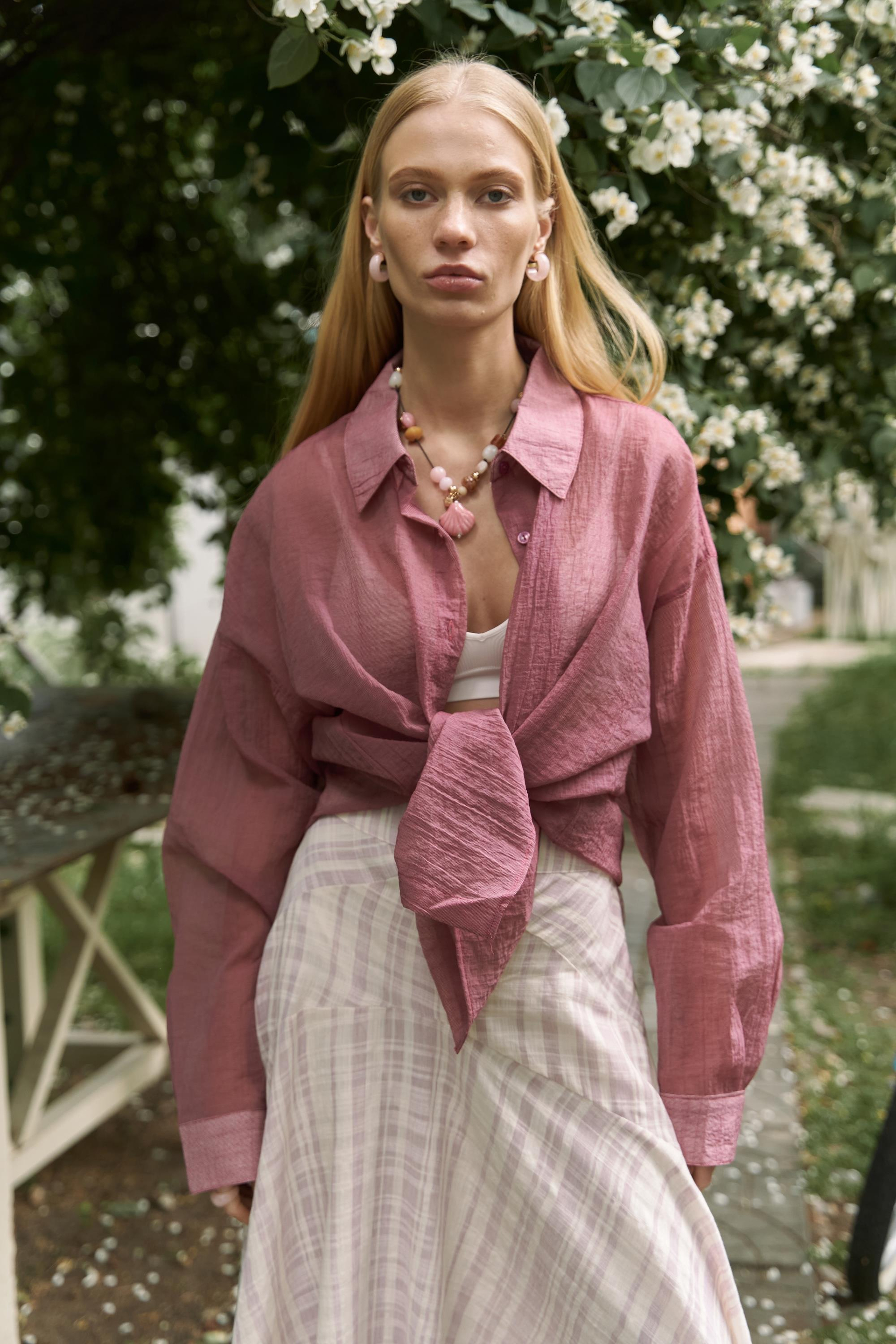 Syaritta Oversize Bordo Transparan Gömlek