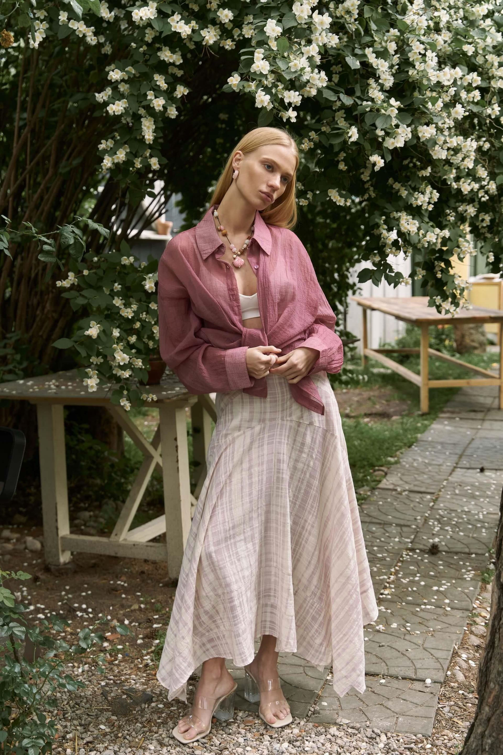 Syaritta Oversize Bordo Transparan Gömlek