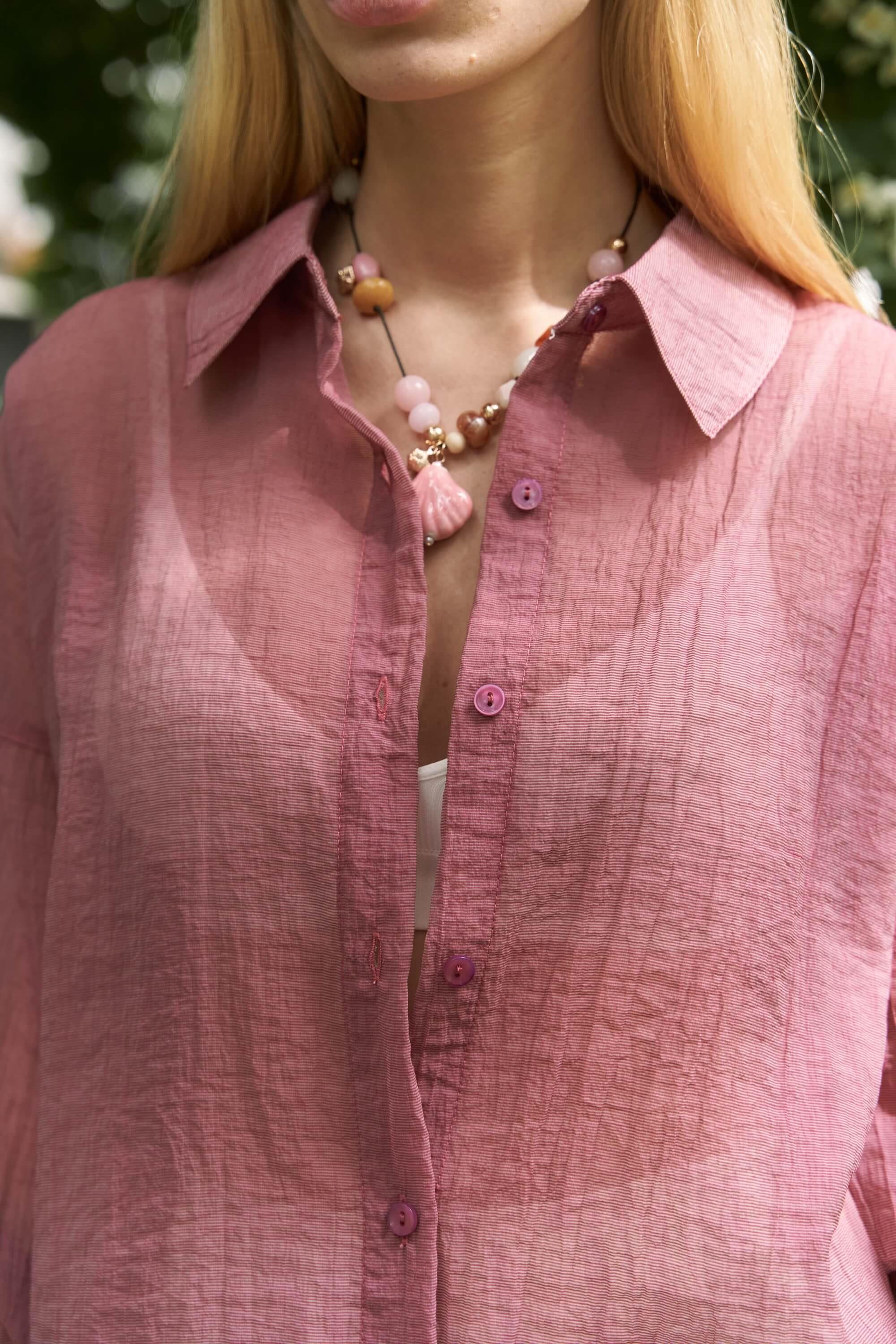 Syaritta Oversize Bordo Transparan Gömlek