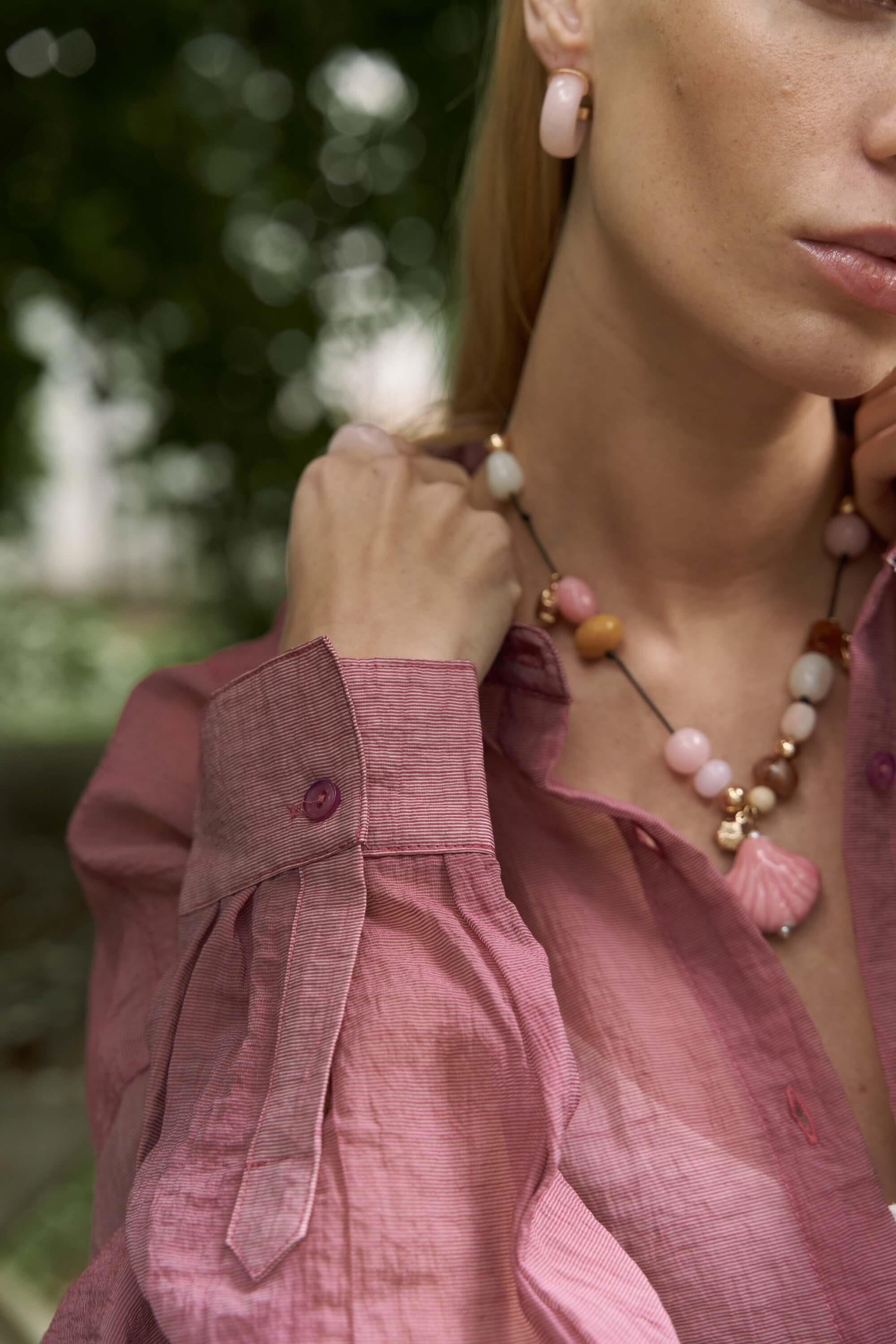 Syaritta Oversize Bordo Transparan Gömlek