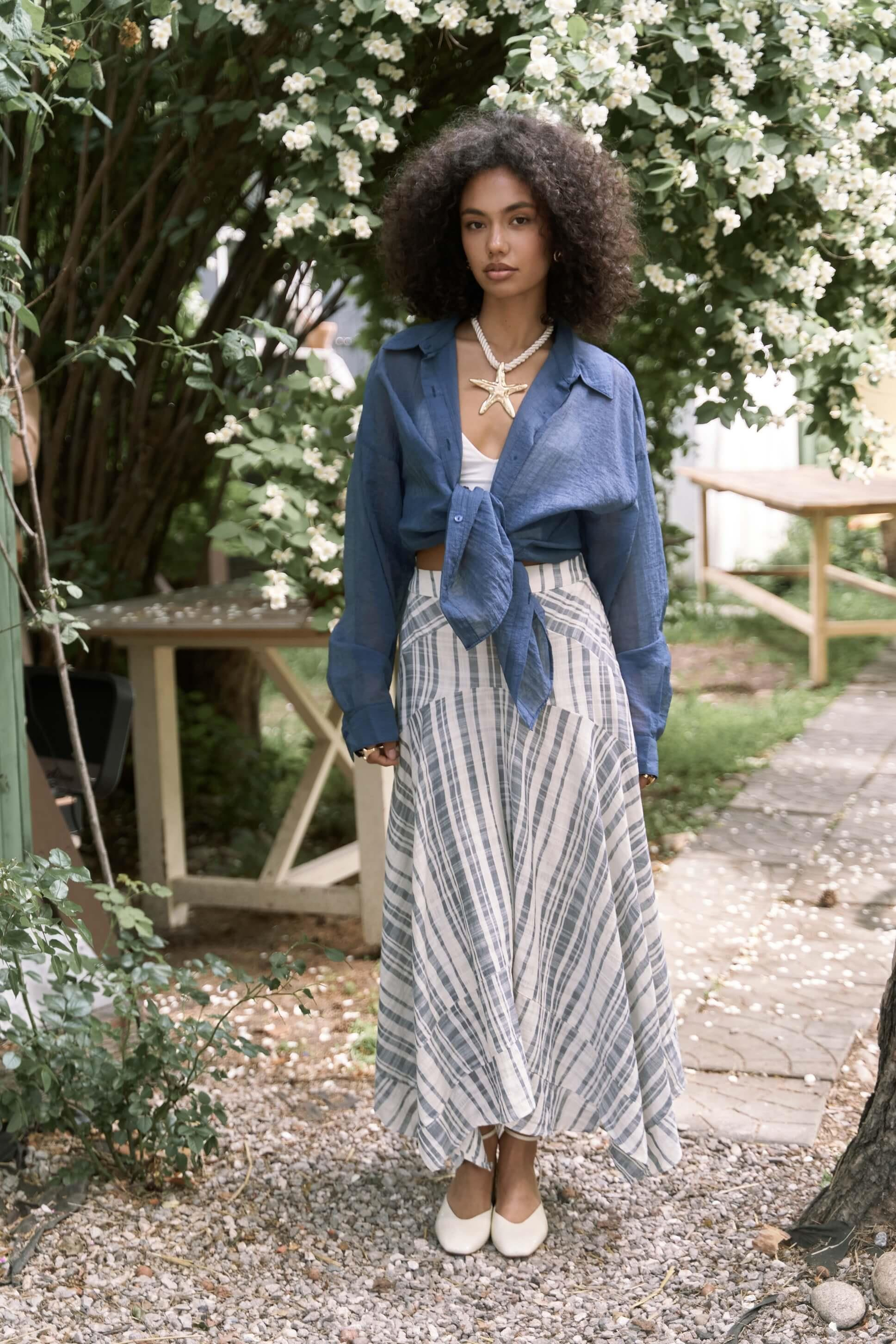 Syaritta Oversize İndigo Transparan Gömlek