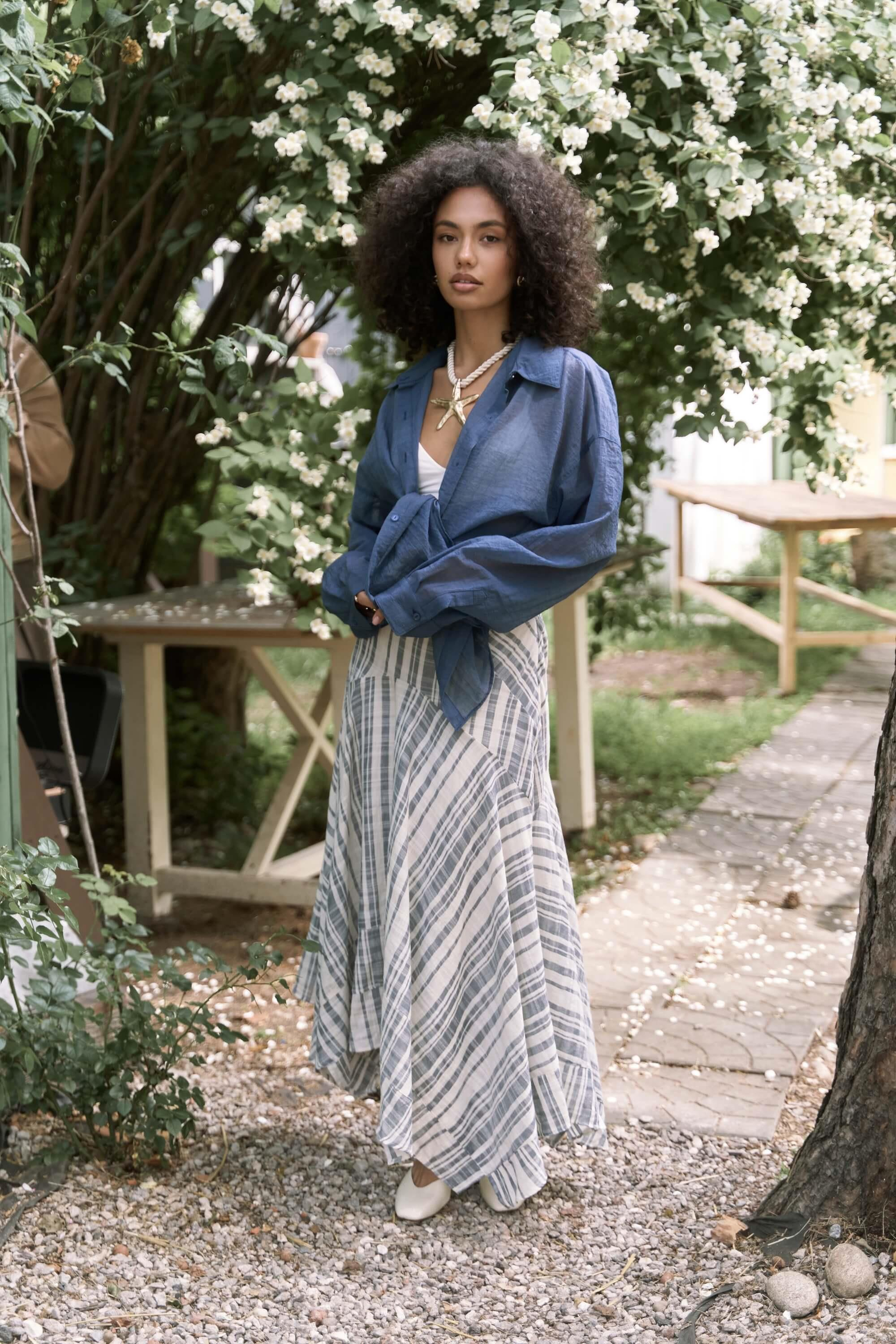 Syaritta Oversize İndigo Transparan Gömlek