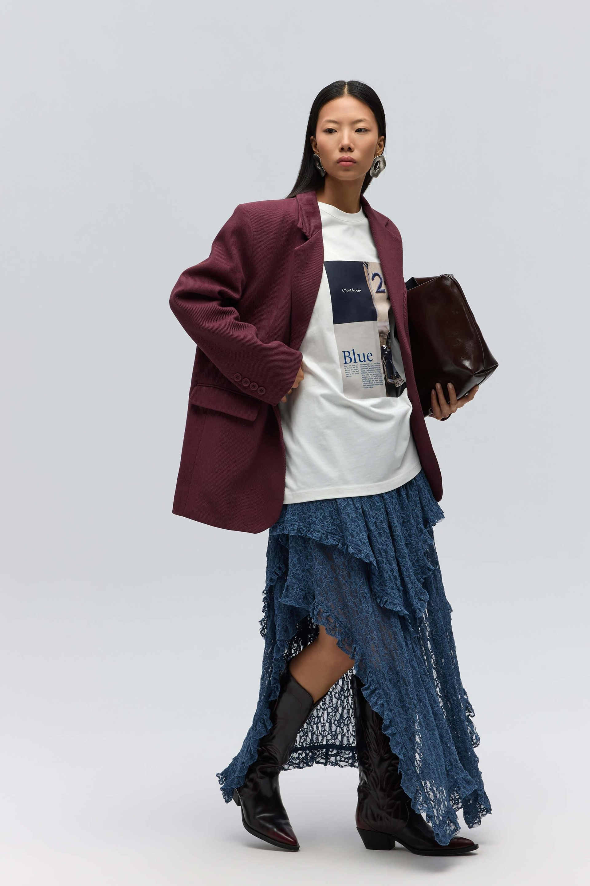 Symi Wide Fit Basic Burgundy Blazer