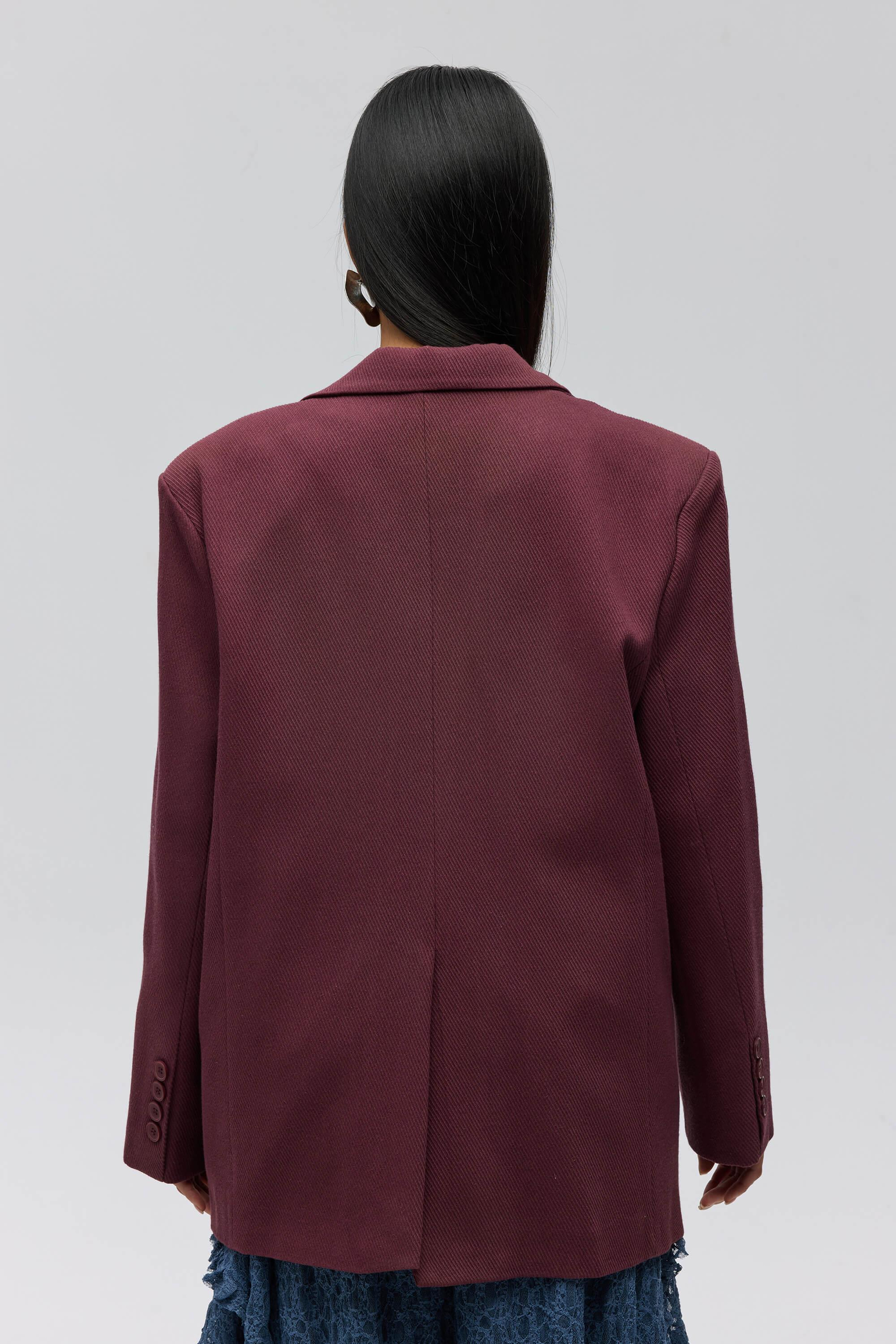 Symi Wide Fit Basic Burgundy Blazer