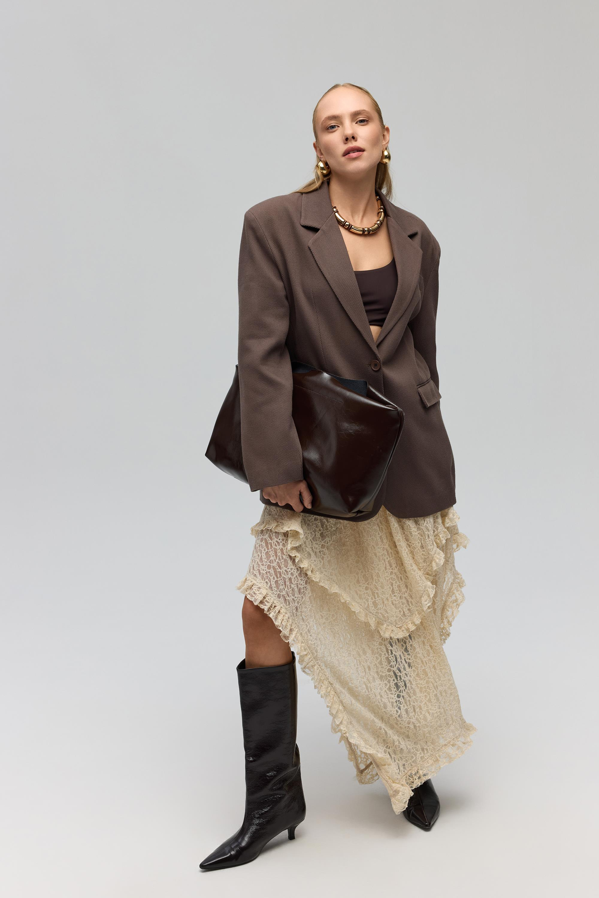 Symi Wide Fit Basic Brown Blazer