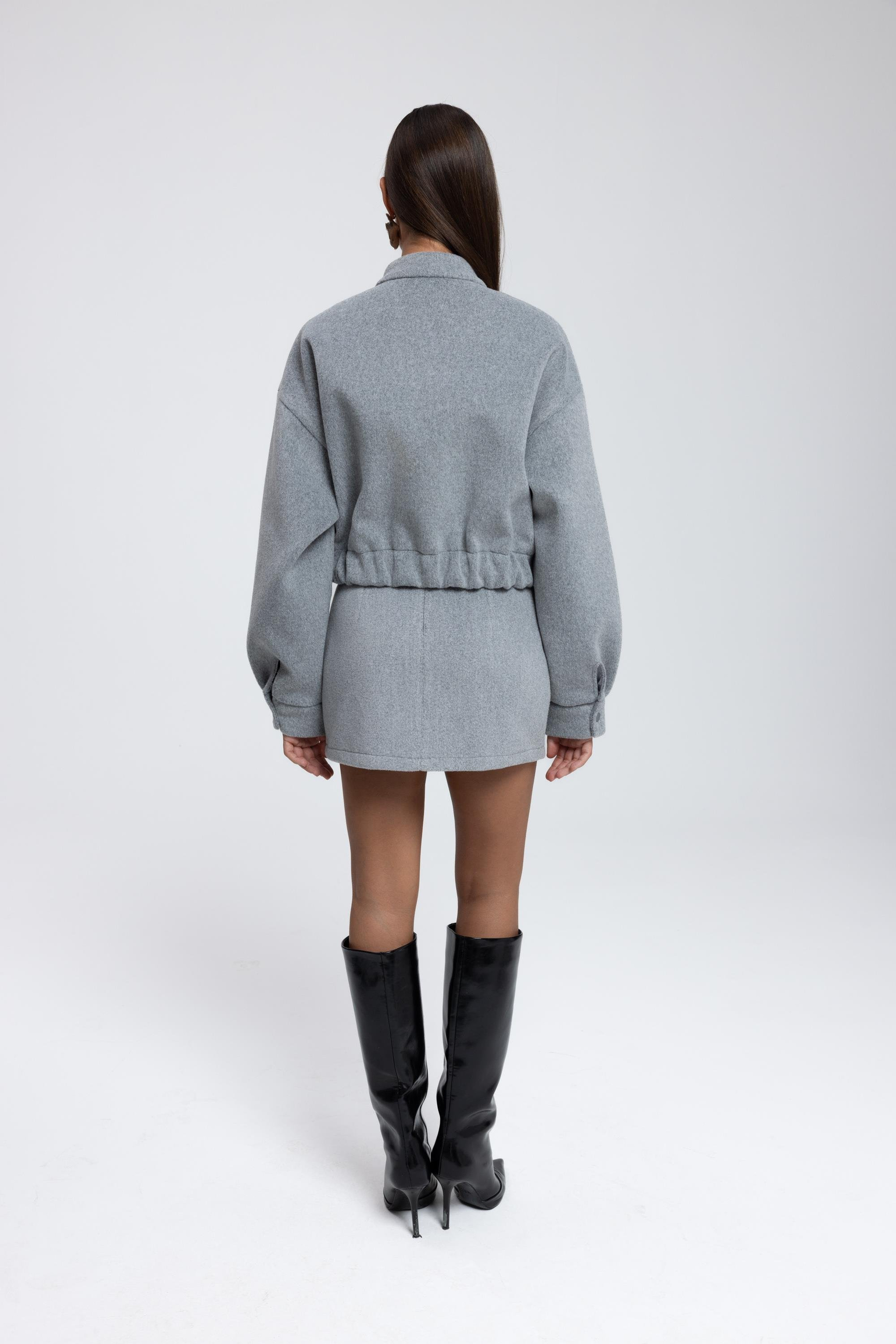 Tenby Charcoal Crop Jacket-Skirt Set