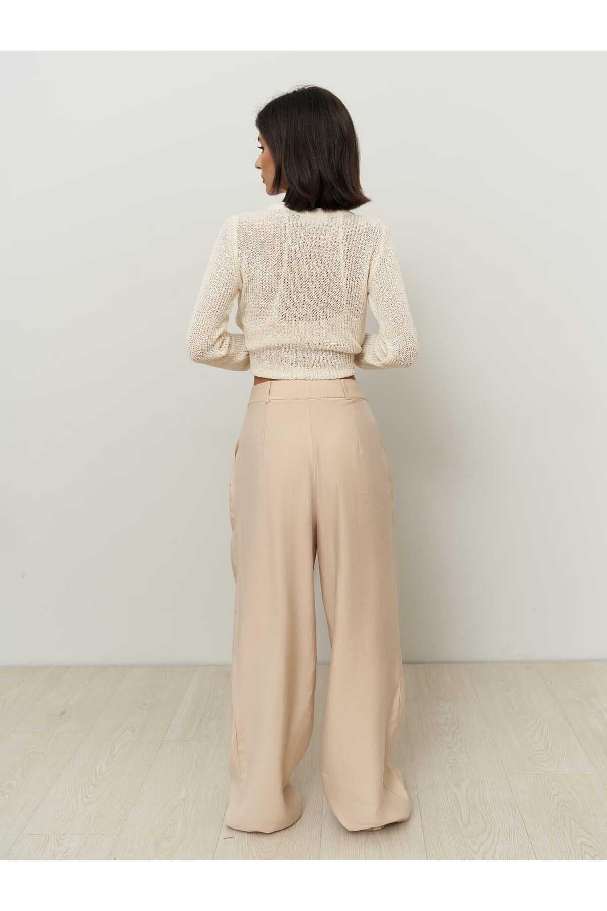 Tessa Tencel Bej Palazzo Pantolon