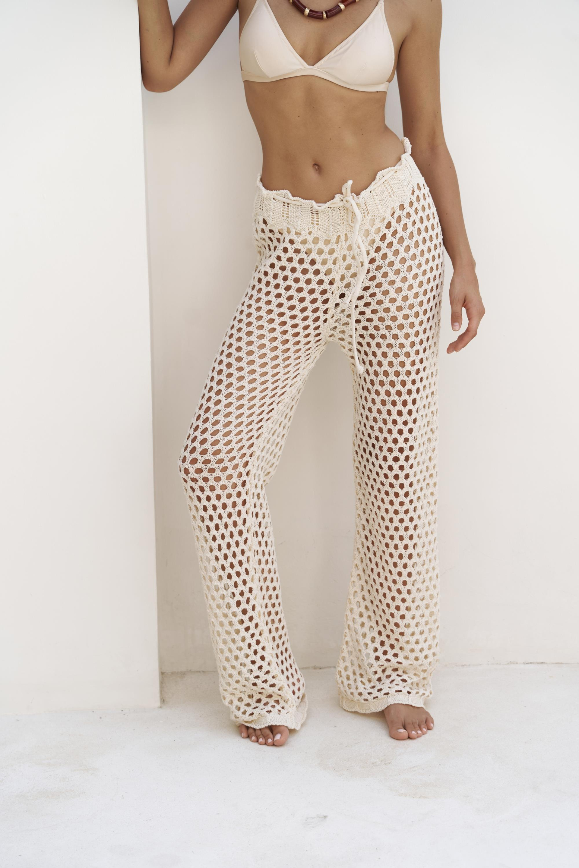 Bohemai Texas Beige Ajur Trousers with Drawstring